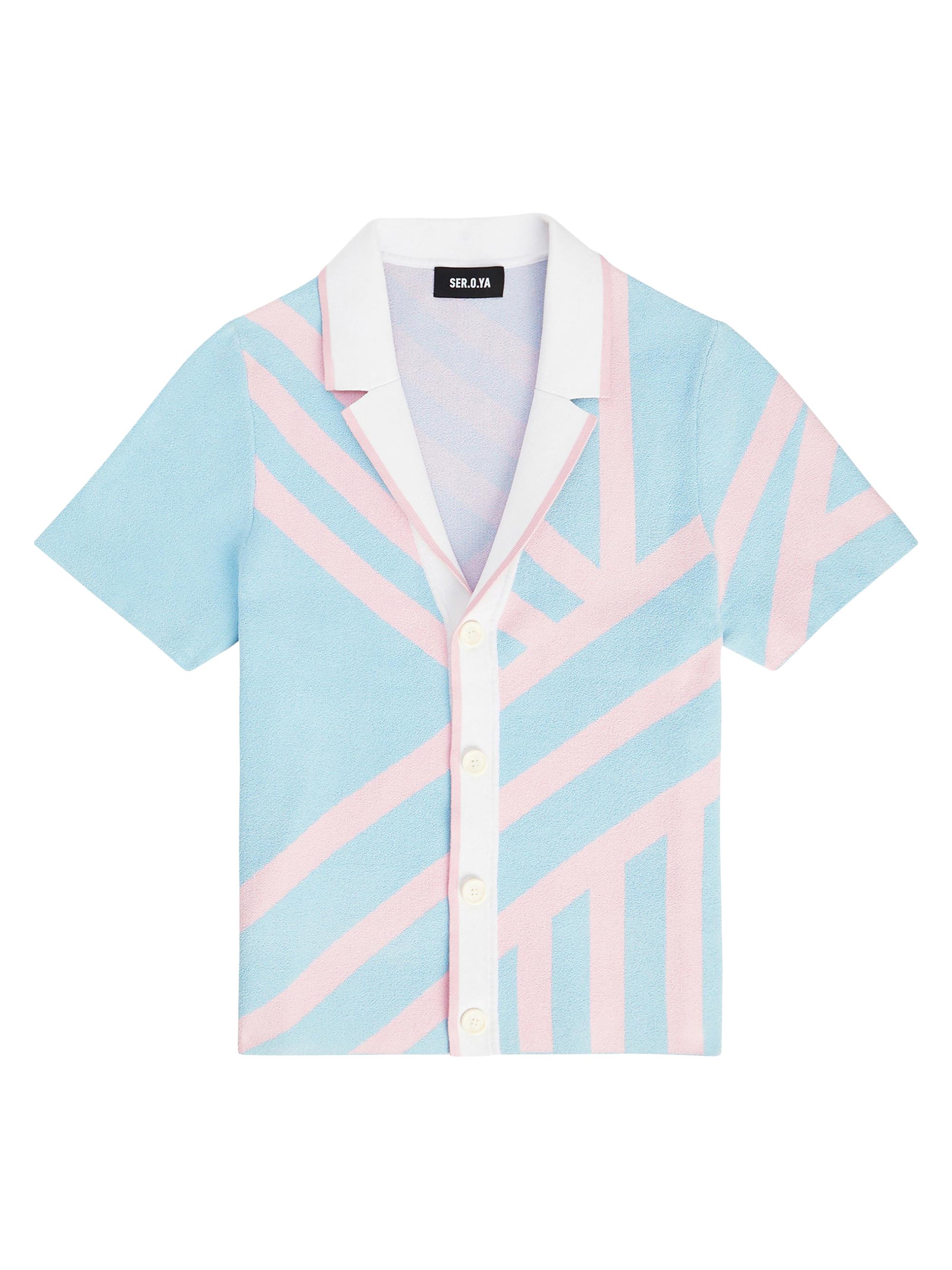 Ser.o.ya Men's Lei Shirt - Jacquard Blue Pink