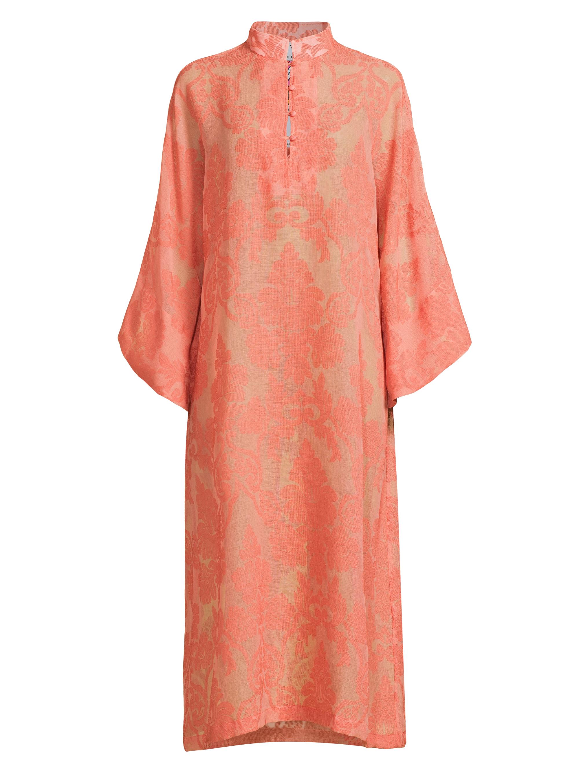La Vie Style House Women's Jacquard Linen Blend Caftan - Burnt Orange