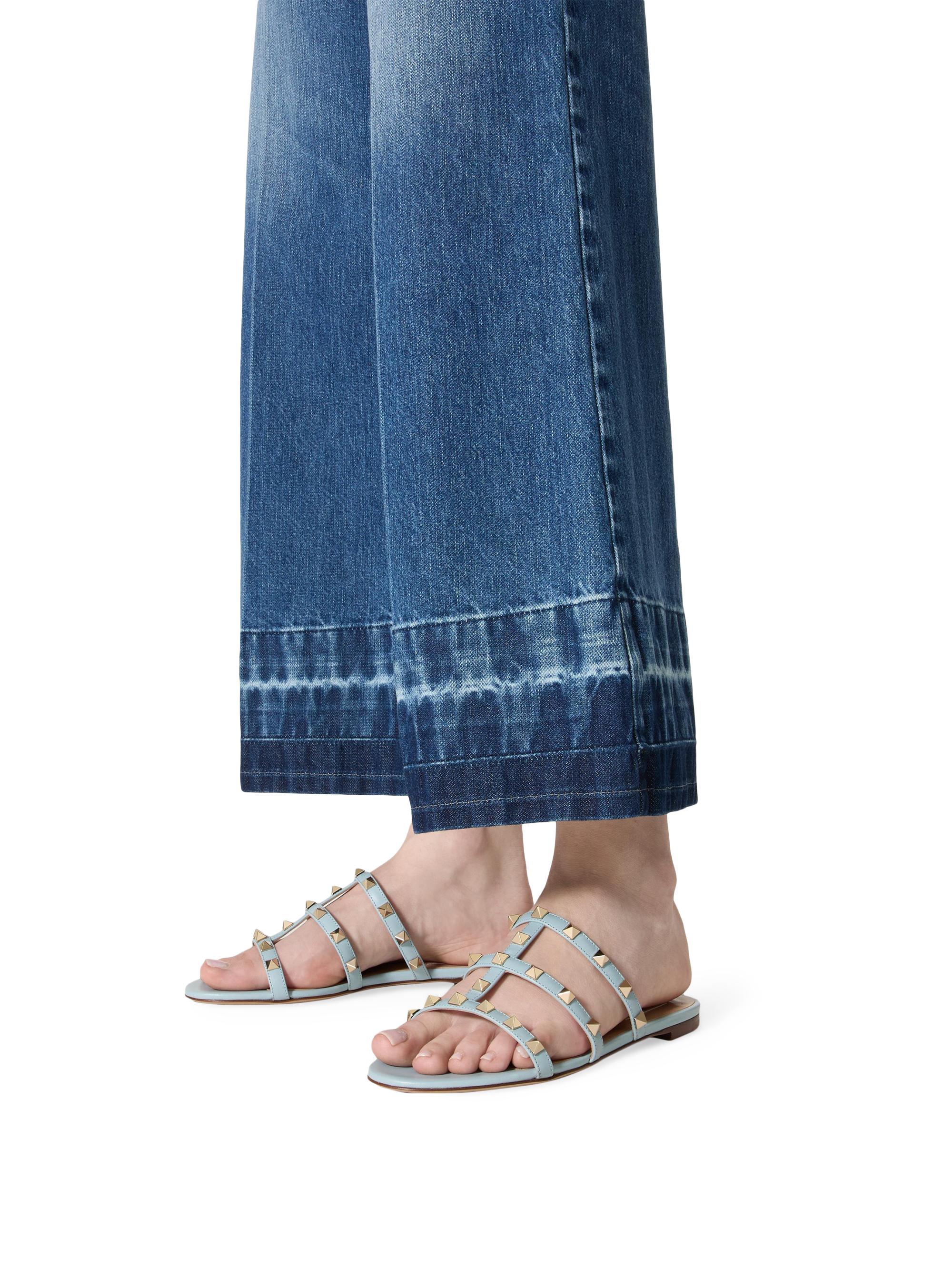 Slide Sandal Blue Rockstud Valentino Valentino Blue Rockstud Block Heeled  Slide Sandals 38