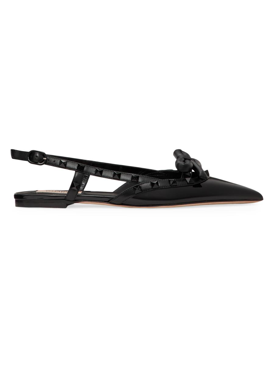 Valentino Garavani Rockstud Bow Slingback Ballerinas | Saks