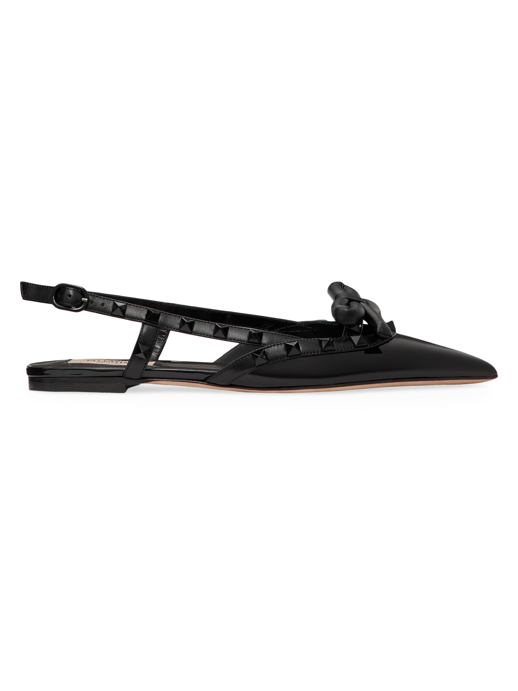 Valentino Garavani Women's Rockstud Bow Slingback Ballerinas - Black