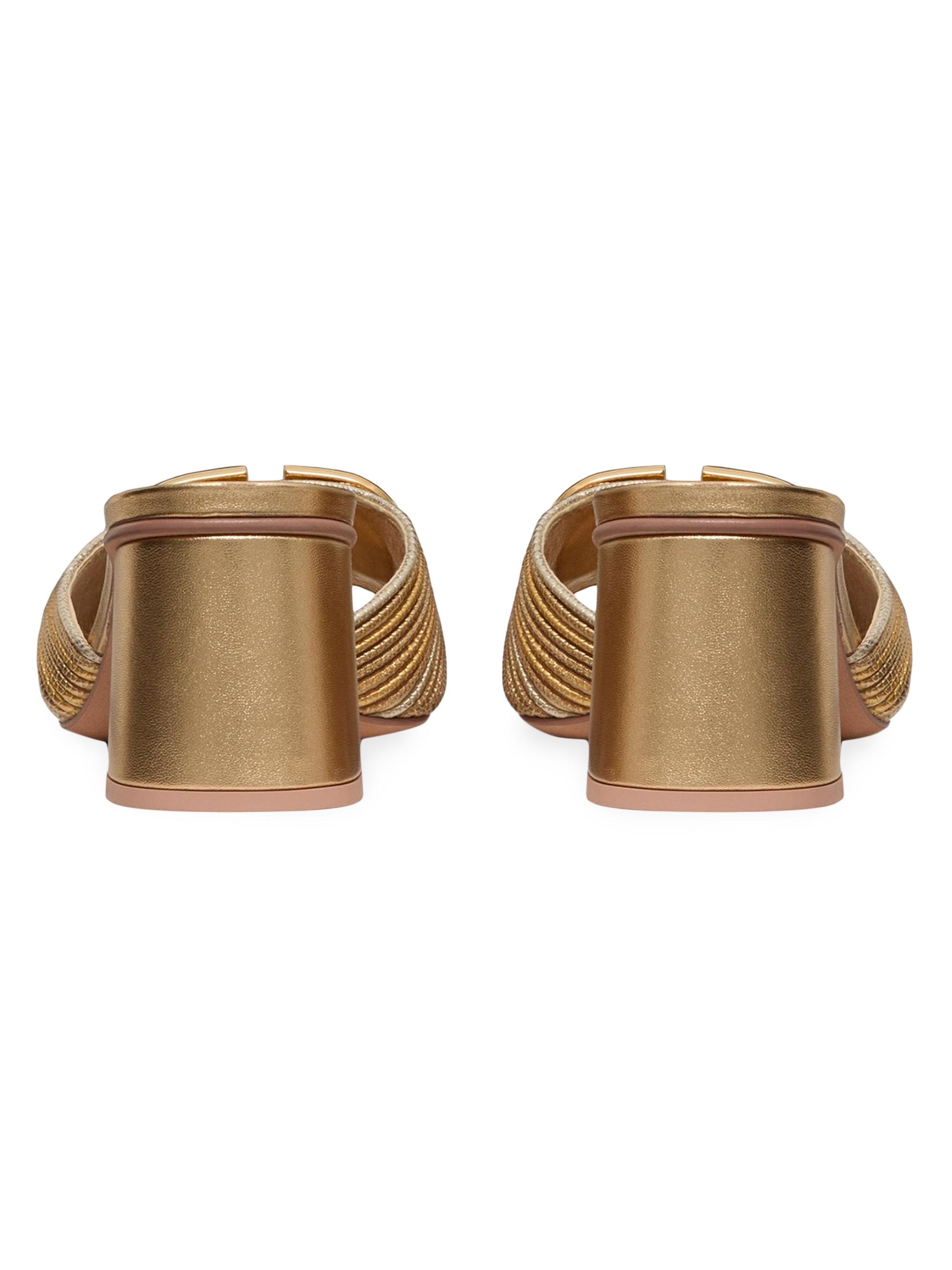 Valentino Garavani Metallic VLogo Signature Slide Sandals 60MM