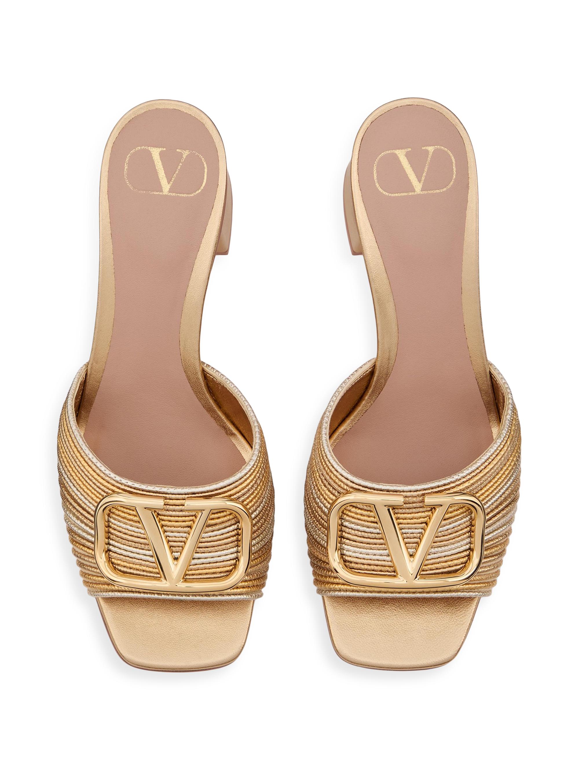 VALENTINO パンプス⭐️ゴールド Valentino Garavani Metallic VLogo Signature Slide Sandals 60MM