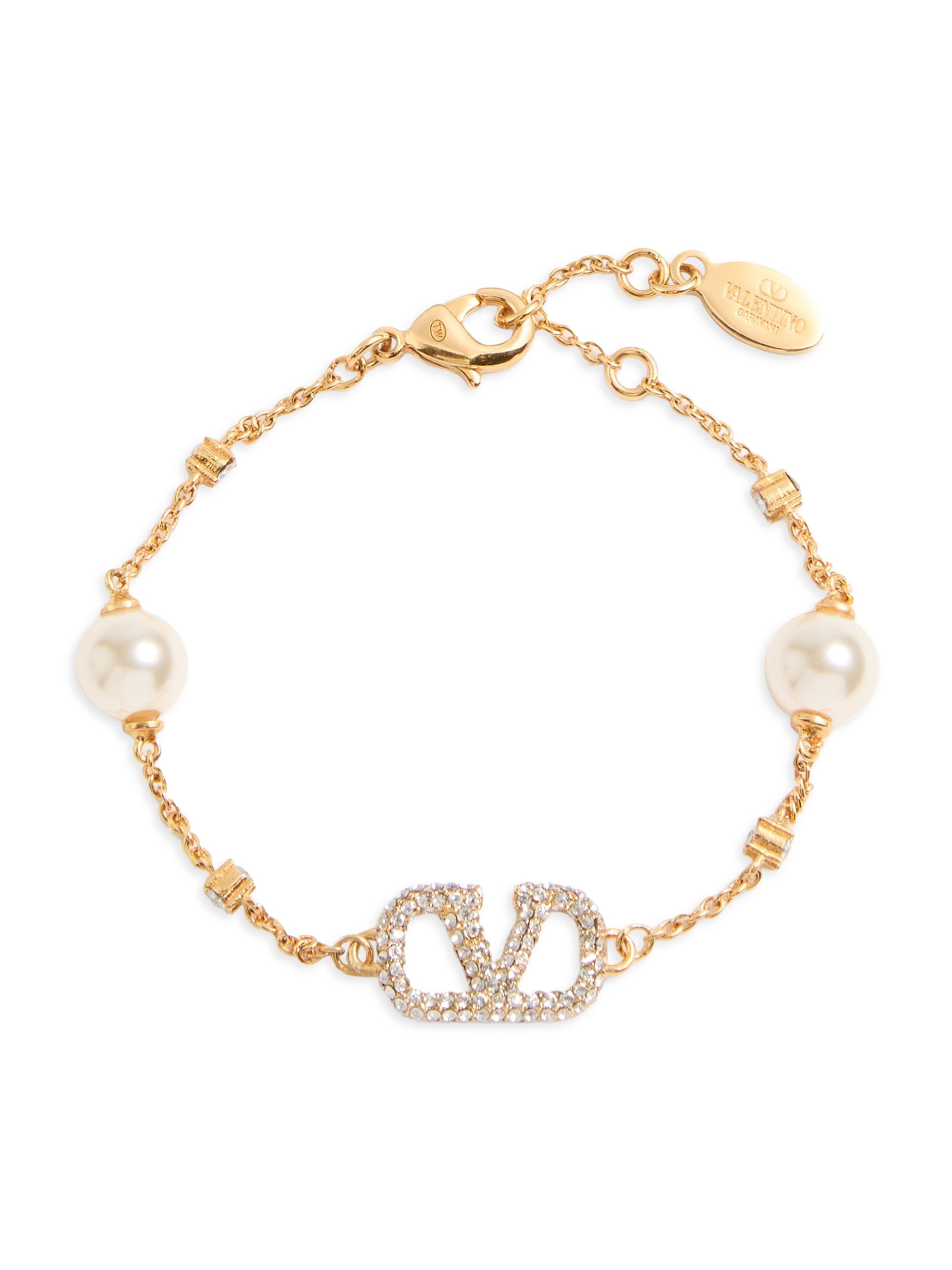 Valentino Garavani VLogo Signature Bracelet in Metal, Swarovski