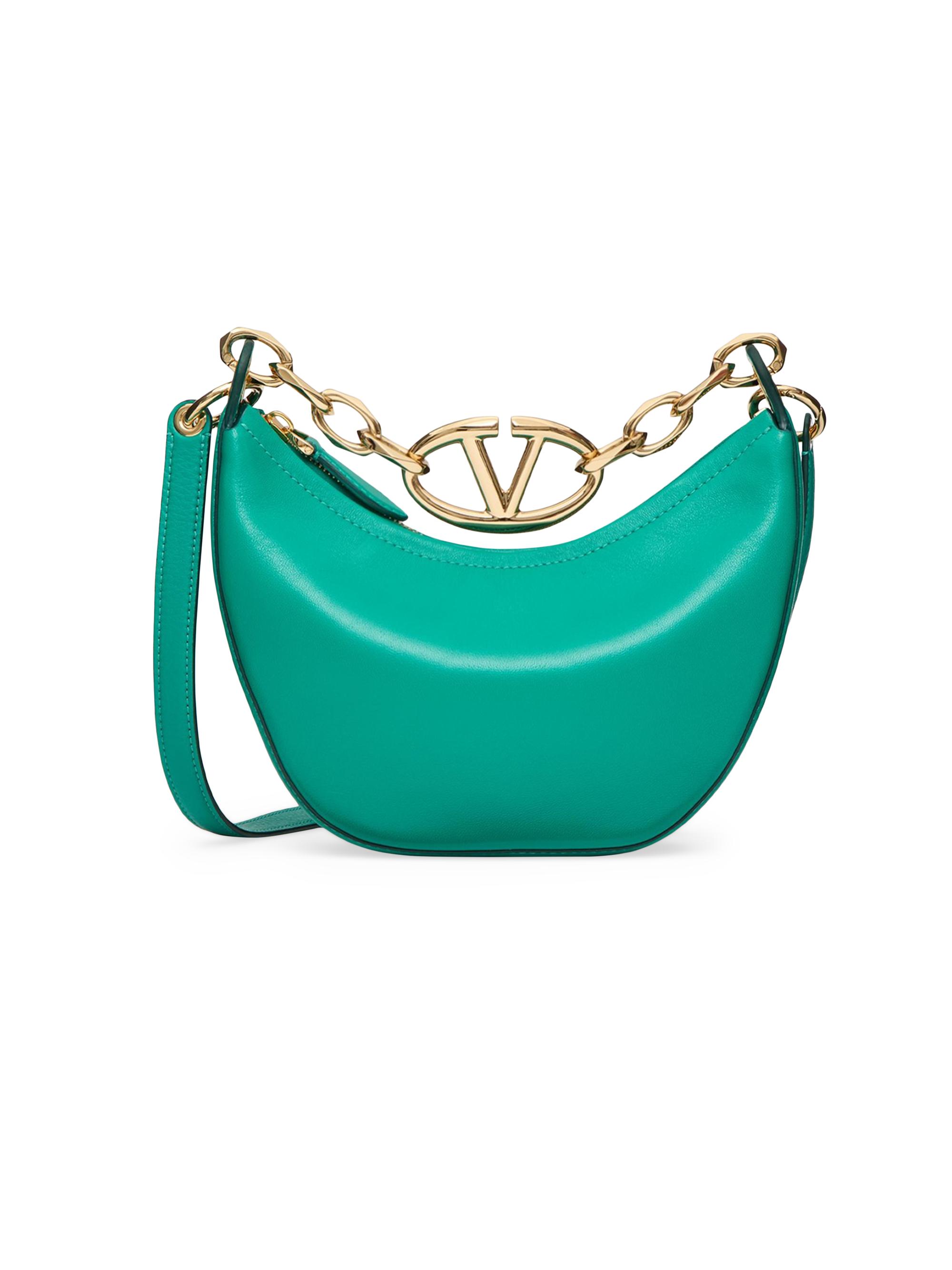 Valentino Garavani Women's VLogo Moon Mini Hobo Bag in Nappa Leather - Peacock