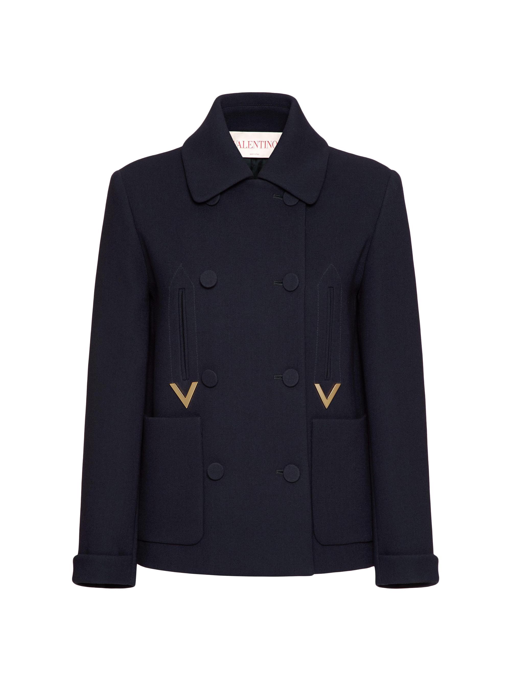 Valentino Garavani Texture Double Crepe Peacoat | Saks Fifth