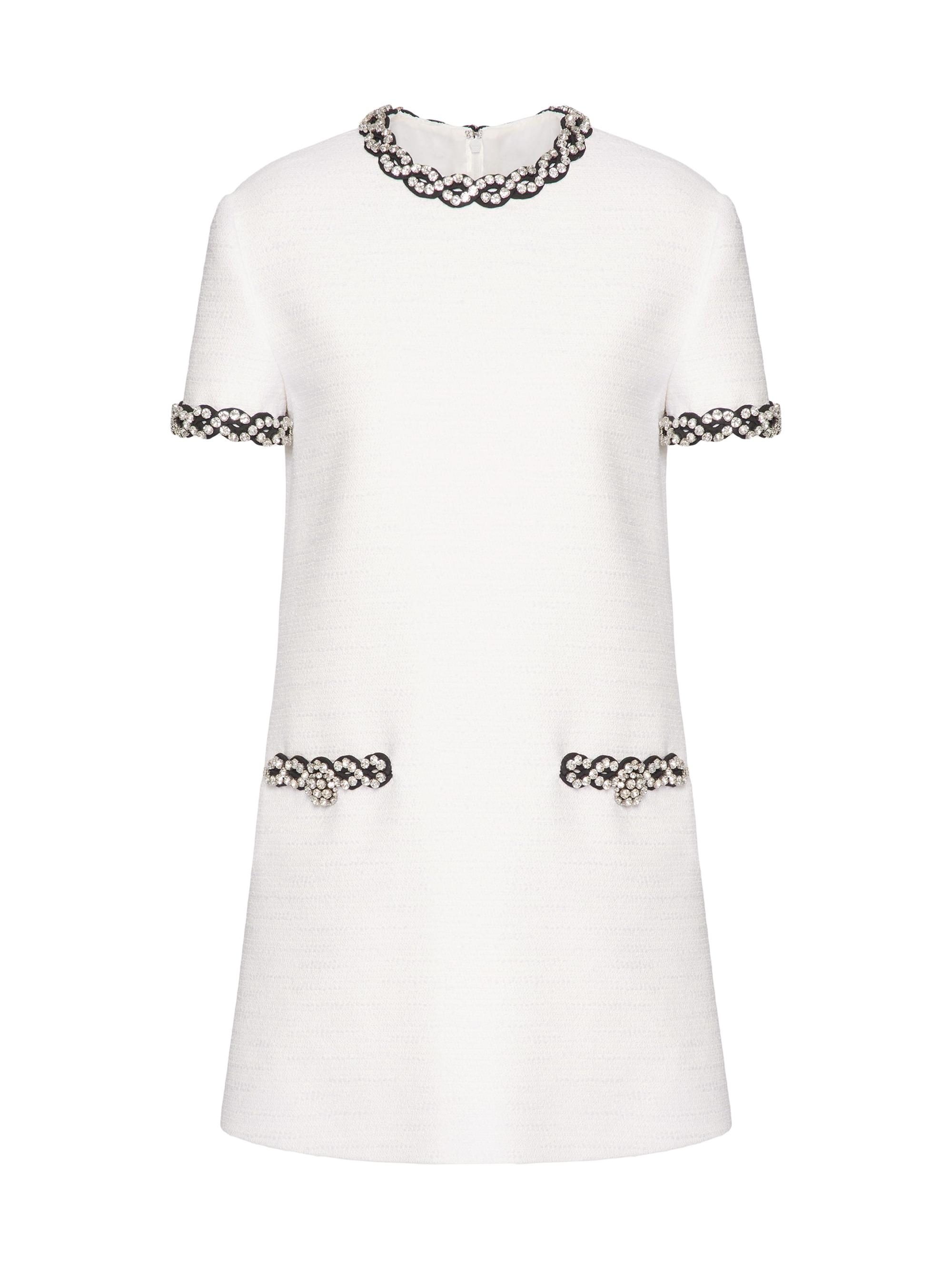 Valentino Garavani Women's Embroidered Crisp Tweed Short Dress -  Black