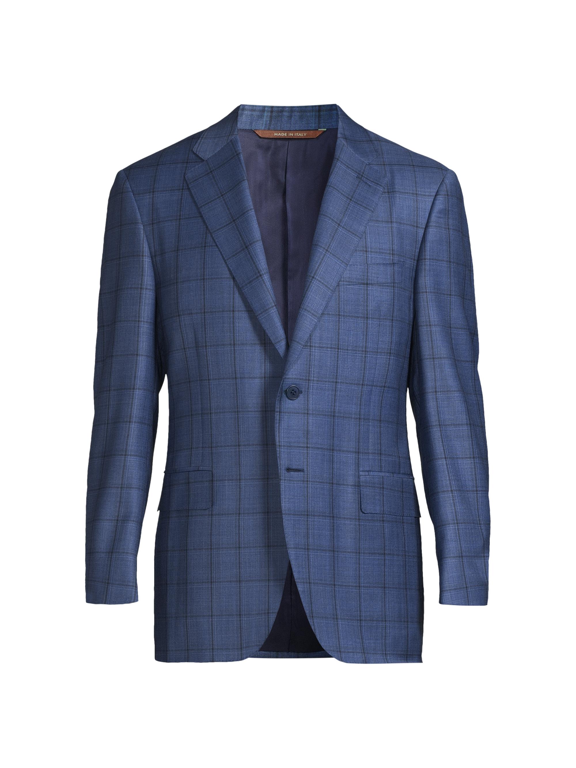 Canali Men's Windowpane Wool Sport Jacket - Blue