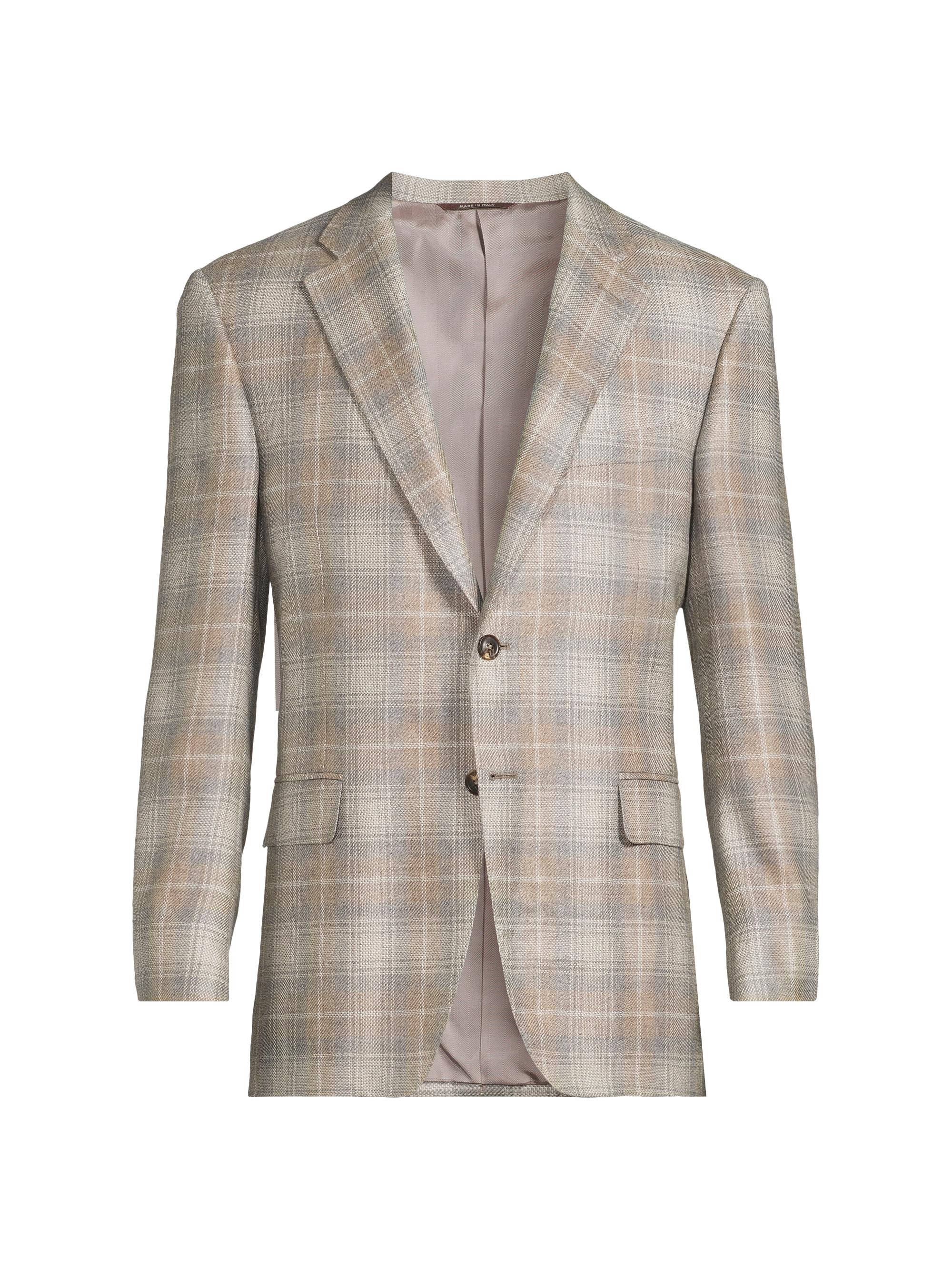 Canali Men's Plaid Cashmere Sport Coat - Light Tan