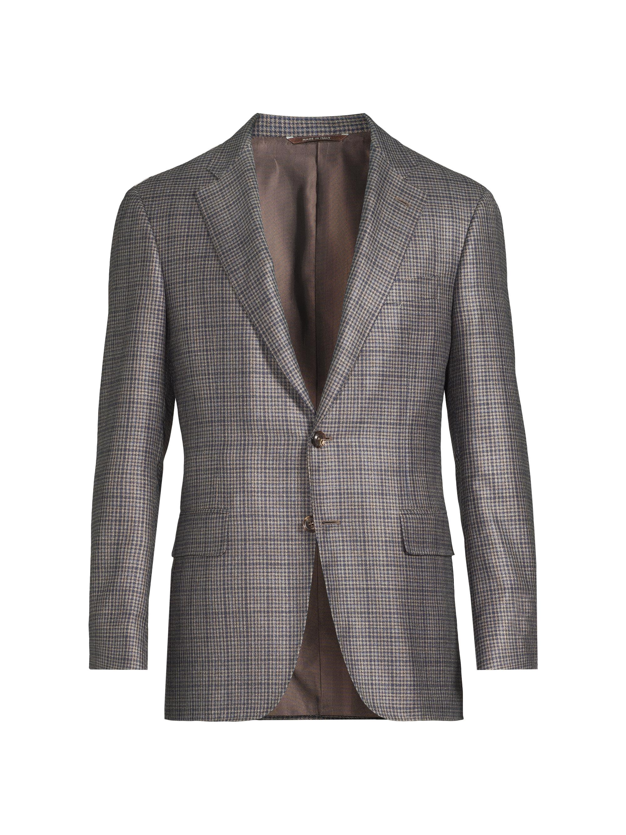 Canali Men's Houndstooth Silk & Cashmere Sport Coat - Tan