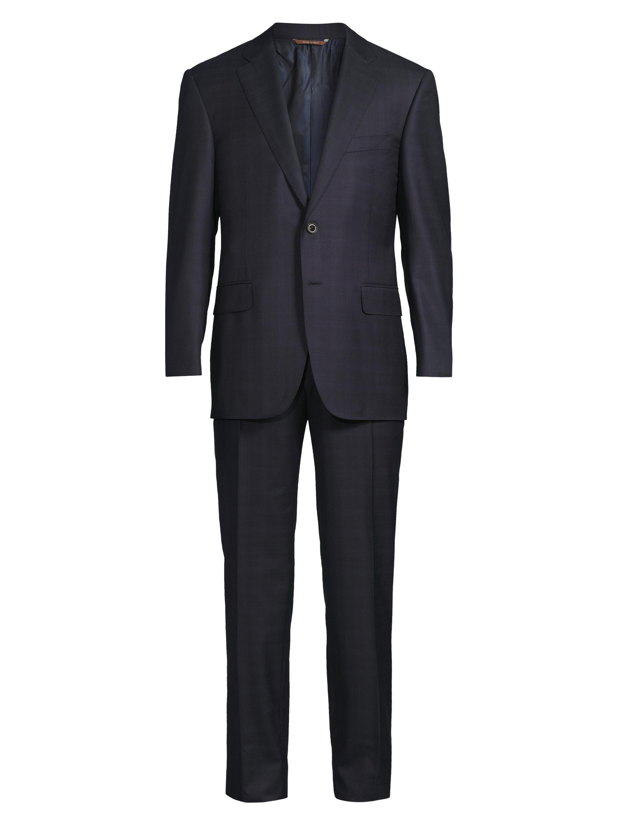 Canali Men's Plaid Wool Trim-Fit Suit - Navy