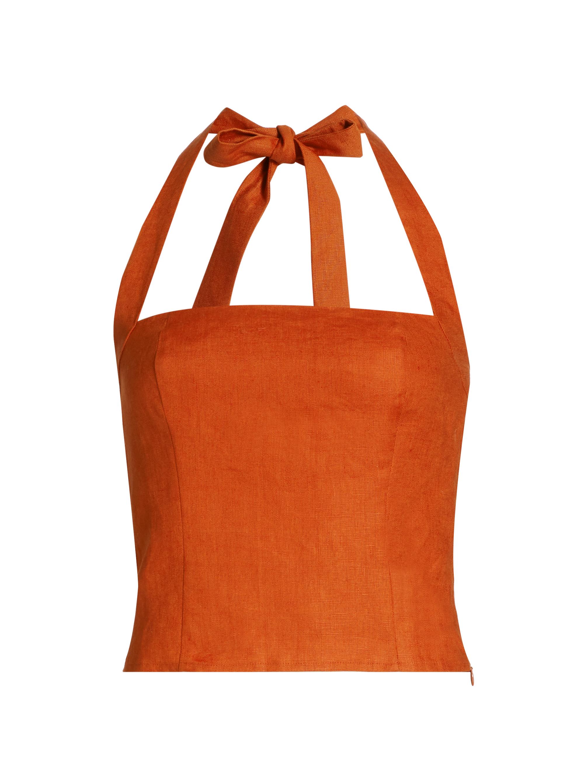 Reformation Women's Malika Linen Halter Top - Blood Orange