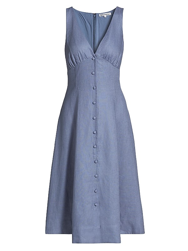 reformation sebastien linen dress Button Front Midi (Women) Reformation Sebastien Linen Dress |
