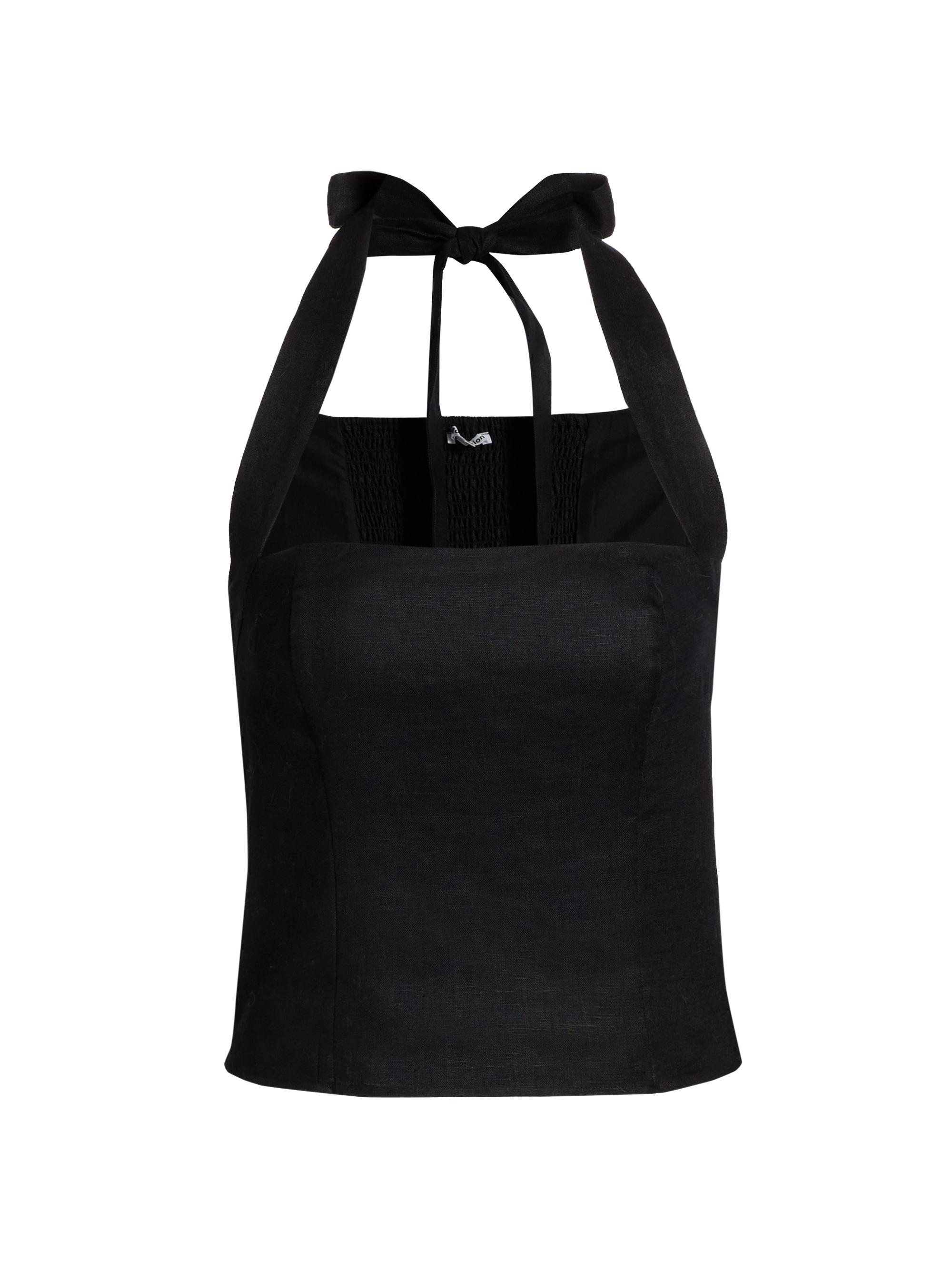Reformation Women's Malika Linen Halter Top - Black
