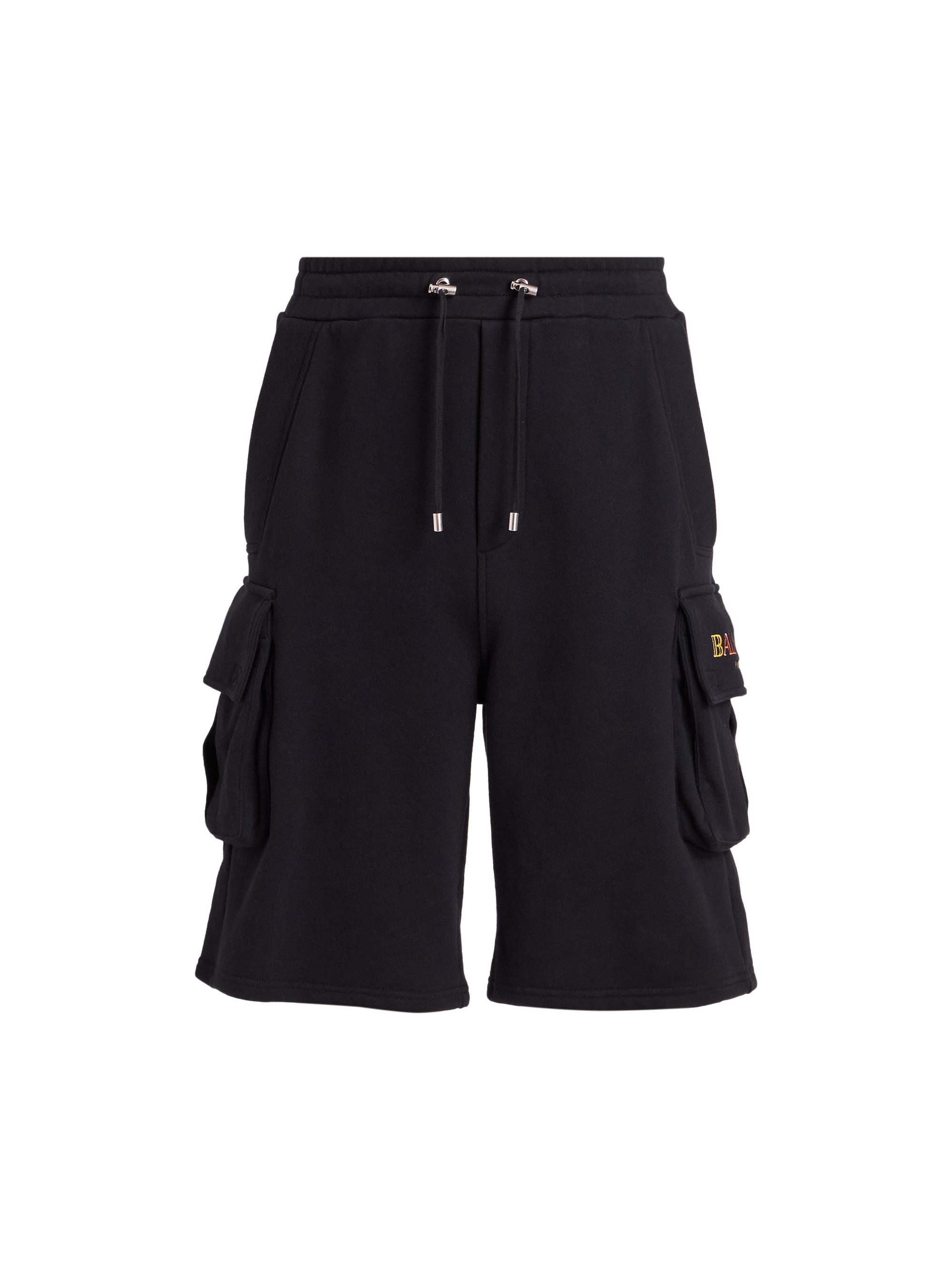 Balmain Men's Vintage Embroidered Logo Bermuda Cargo Shorts - Noir Multicolor