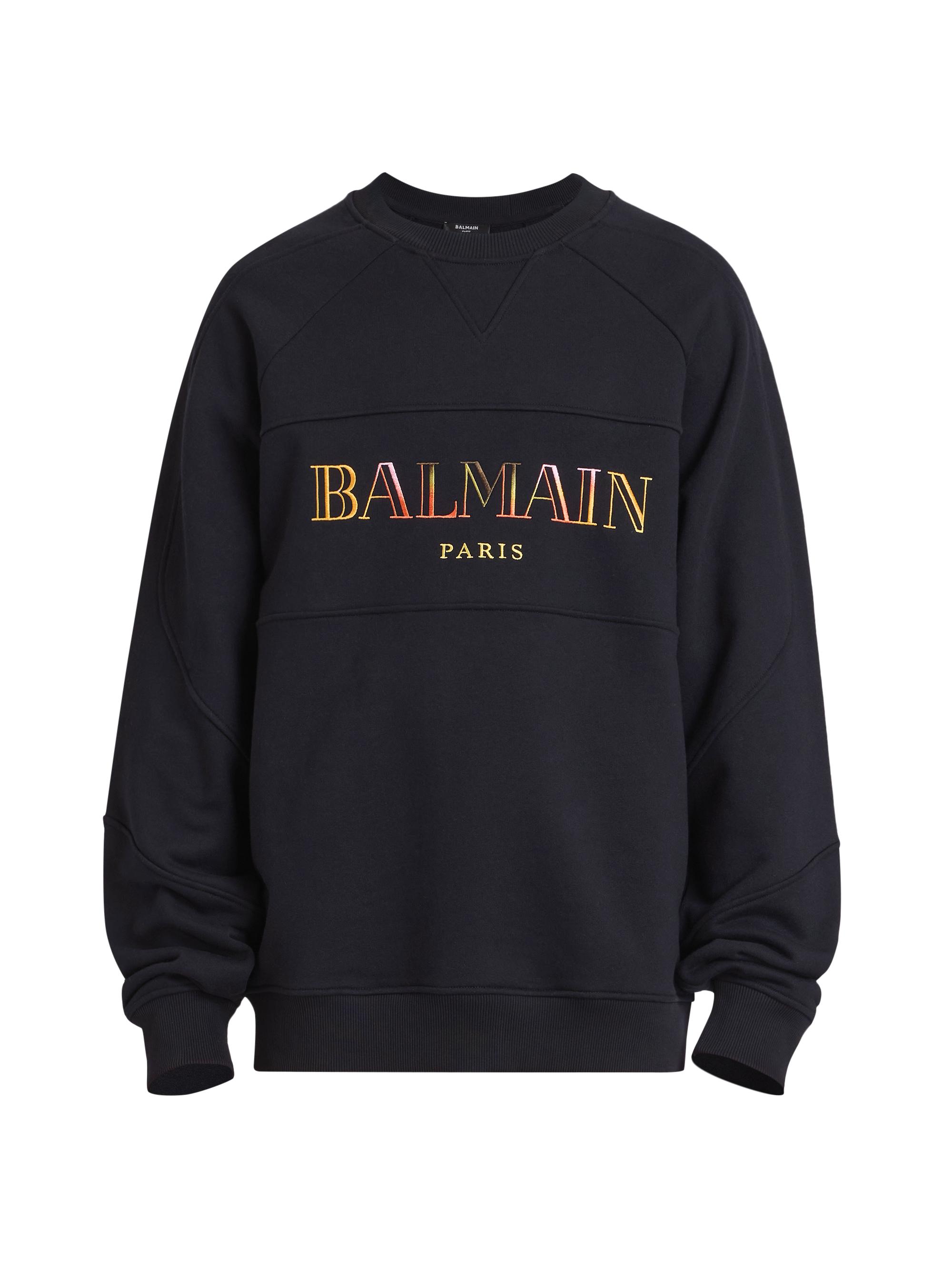 Balmain Men's Vintage Embroidered Logo Crewneck Sweatshirt - Noir Multicolor