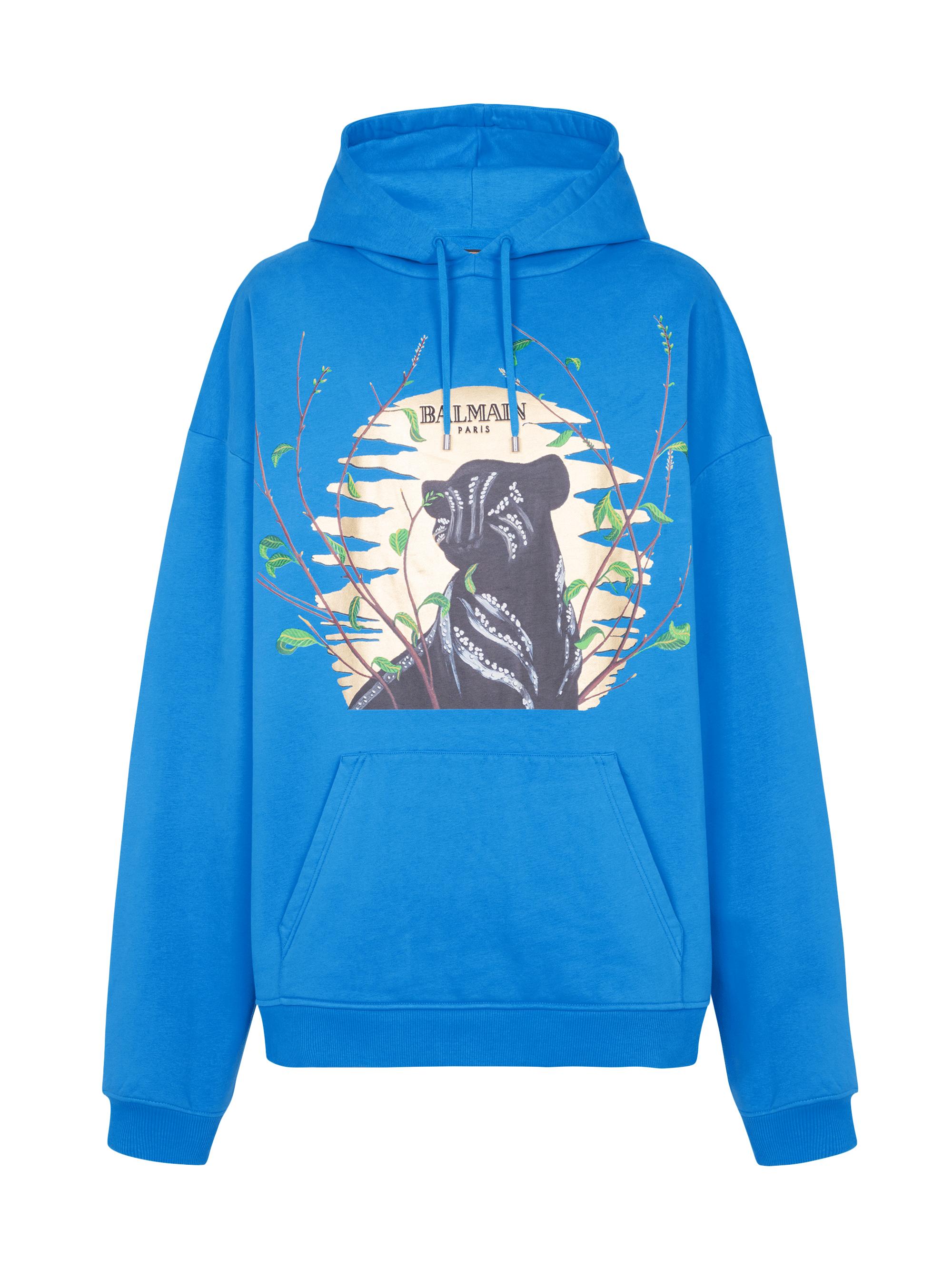 Balmain Men's Disney x : The Lion King Panther Hoodie - Bleu Turquoise Noir Dore