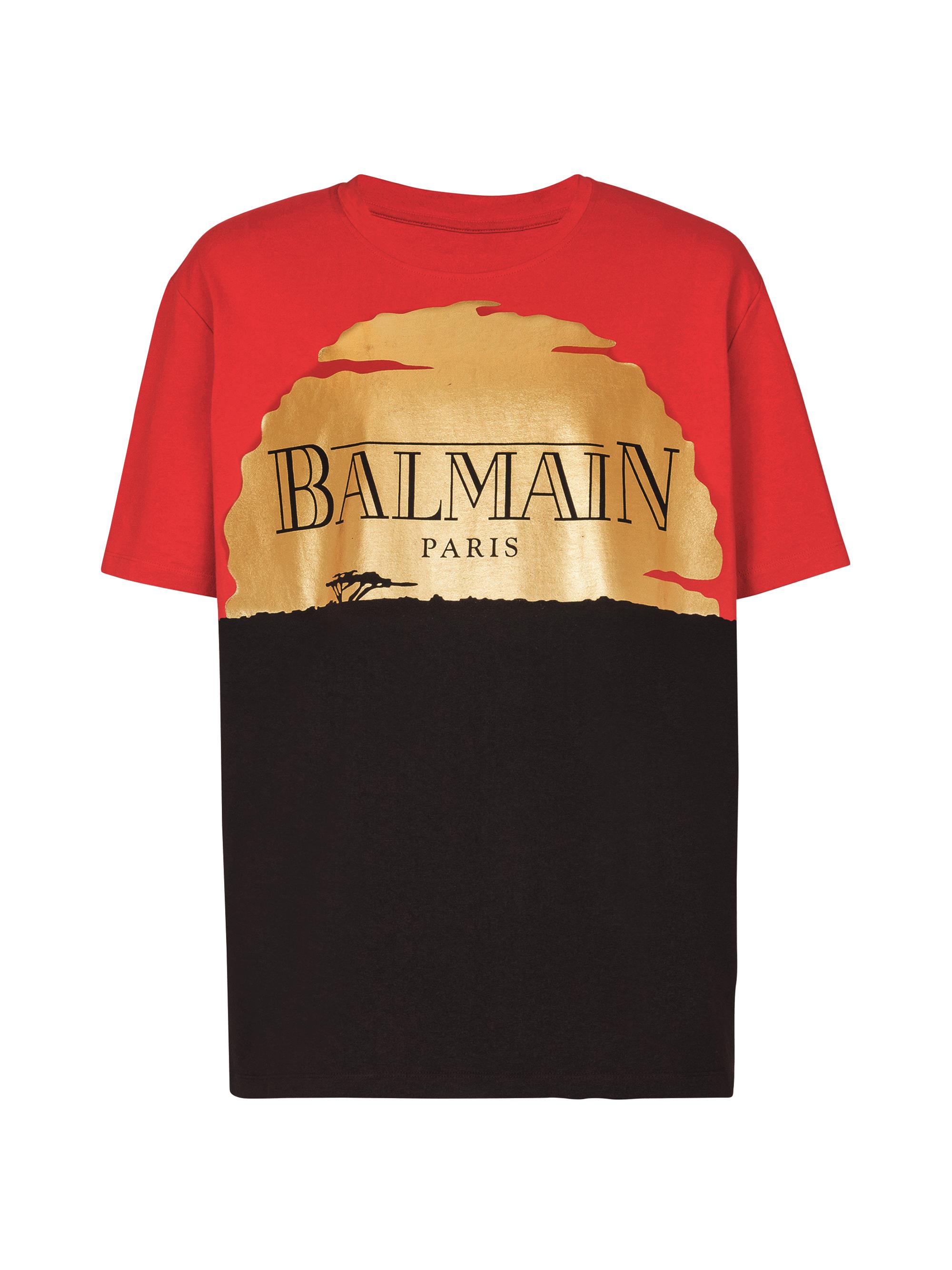 Balmain Men's Disney x : The Lion King Sunset T-Shirt - Orange Rouge Noir