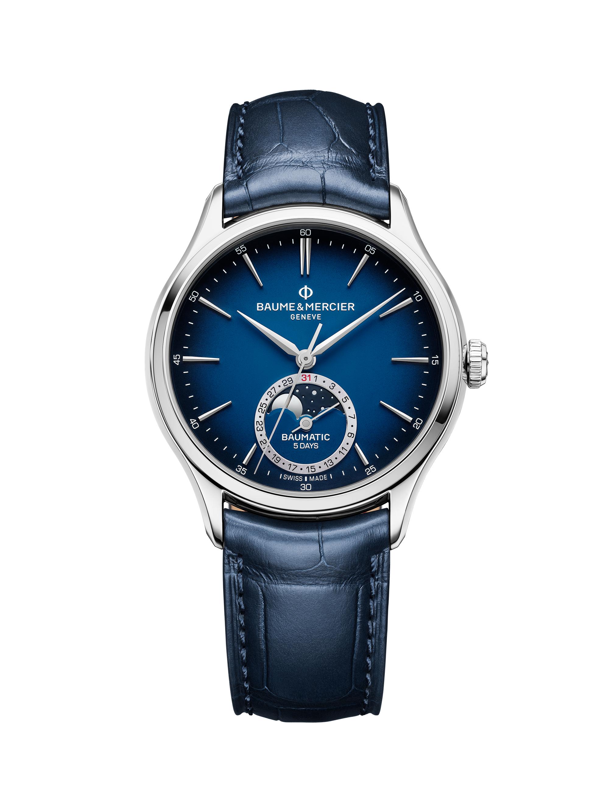 定価 約20万円 Baume&Mercier 腕時計 Baume & Mercier Clifton 10758 Stainless Steel & Alligator Leather