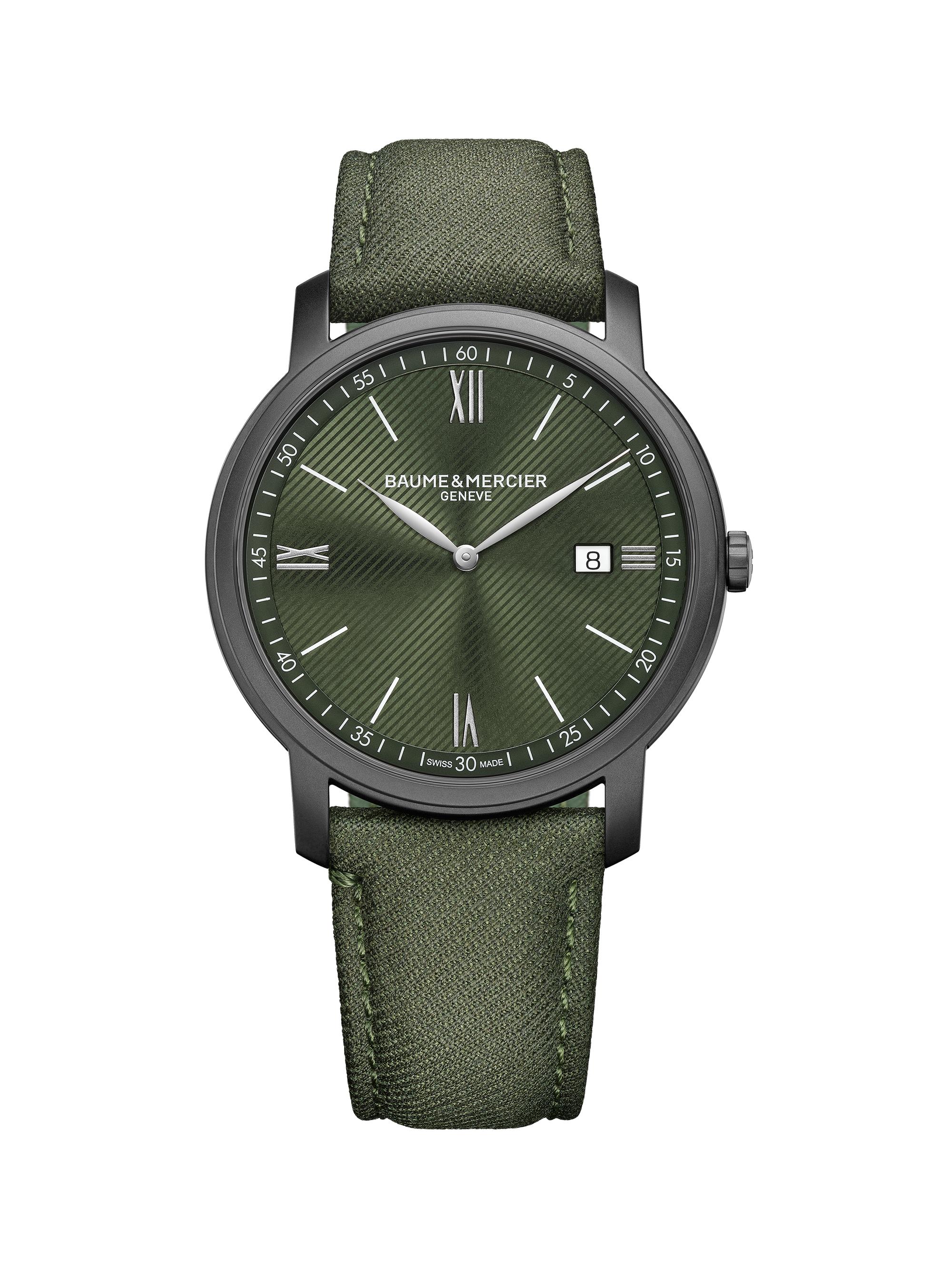 Baume & Mercier Men's Classima 10766 Stainless Steel & Wool Strap Watch/42MM - Green