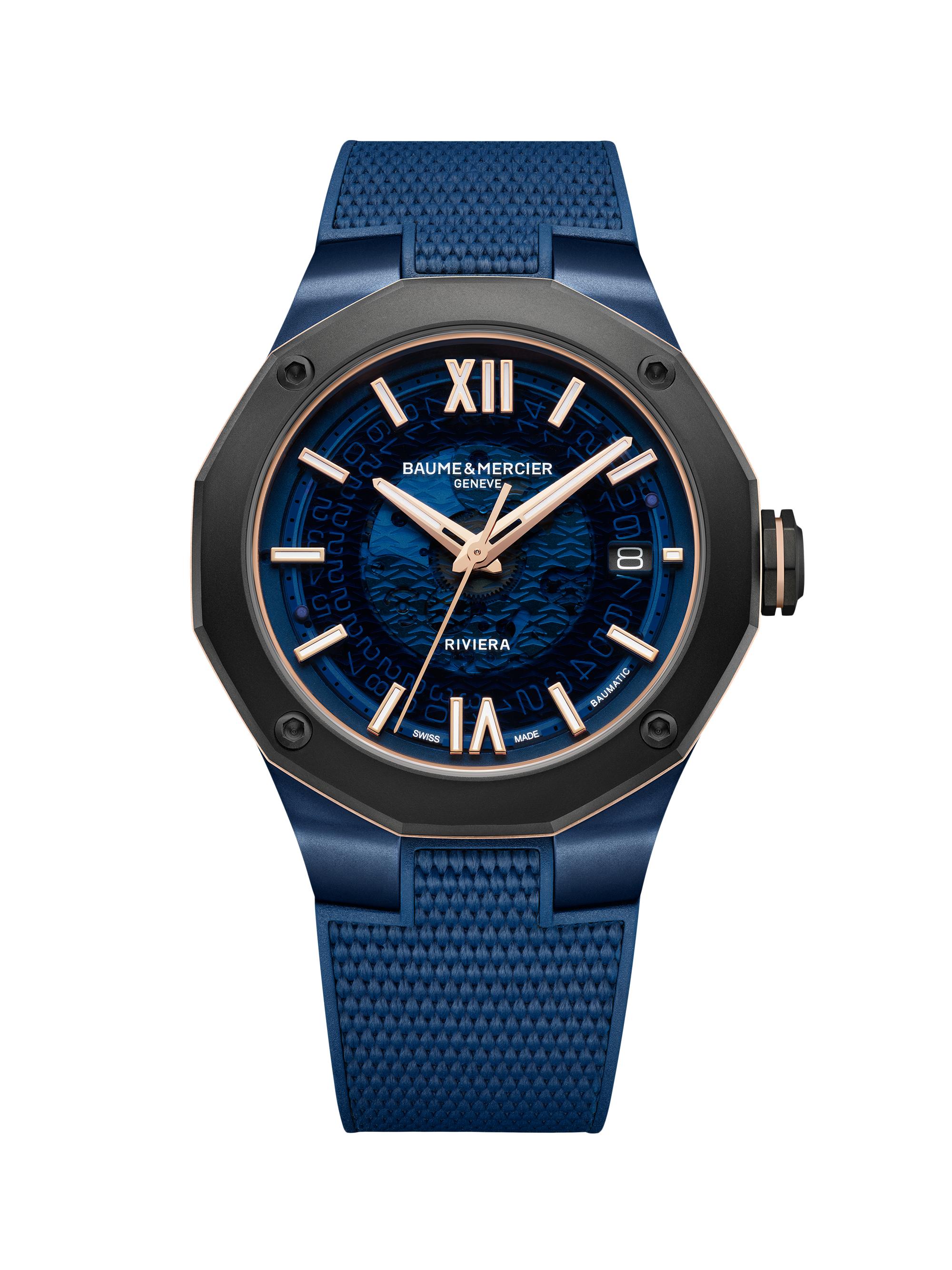 Baume & Mercier Men's Riviera 10769 Stainless Steel, Canvas & Rubber Strap Watch/42MM - Blue