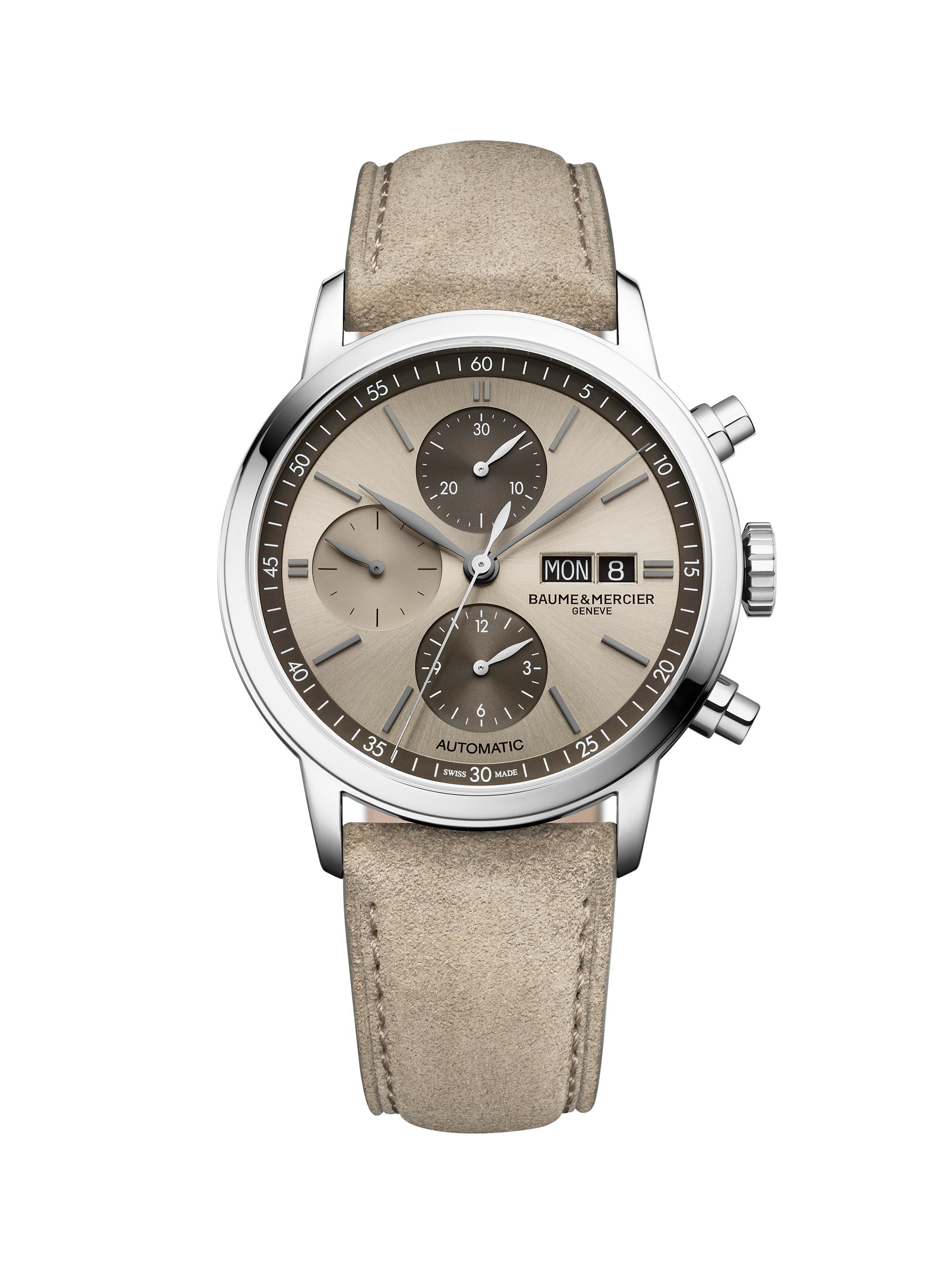 Baume & Mercier Men's Classima 10782 Stainless Steel & Leather Chronograph Watch/42MM - Beige