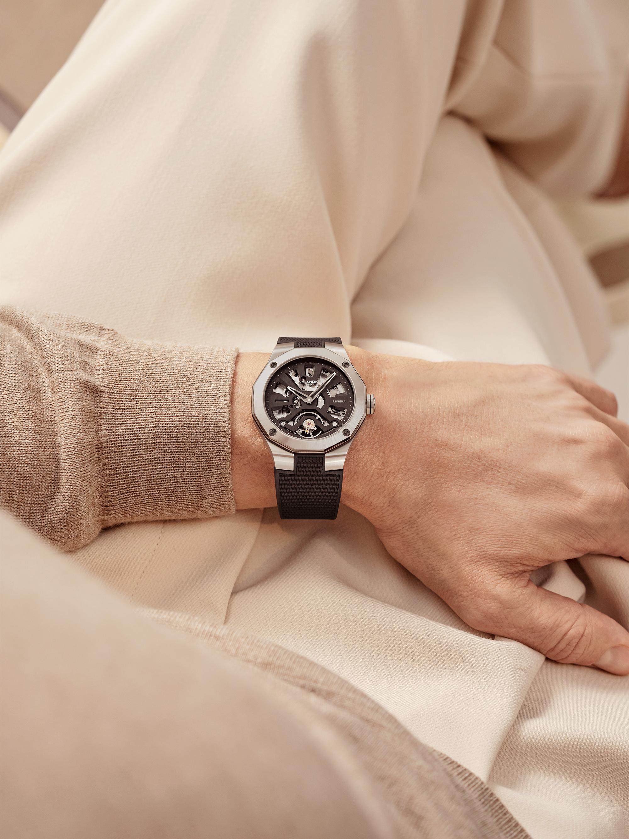 Baume & Mercier Men's Riviera 10721 Stainless Steel, Rubber & Canvas Strap Watch/43MM - Black