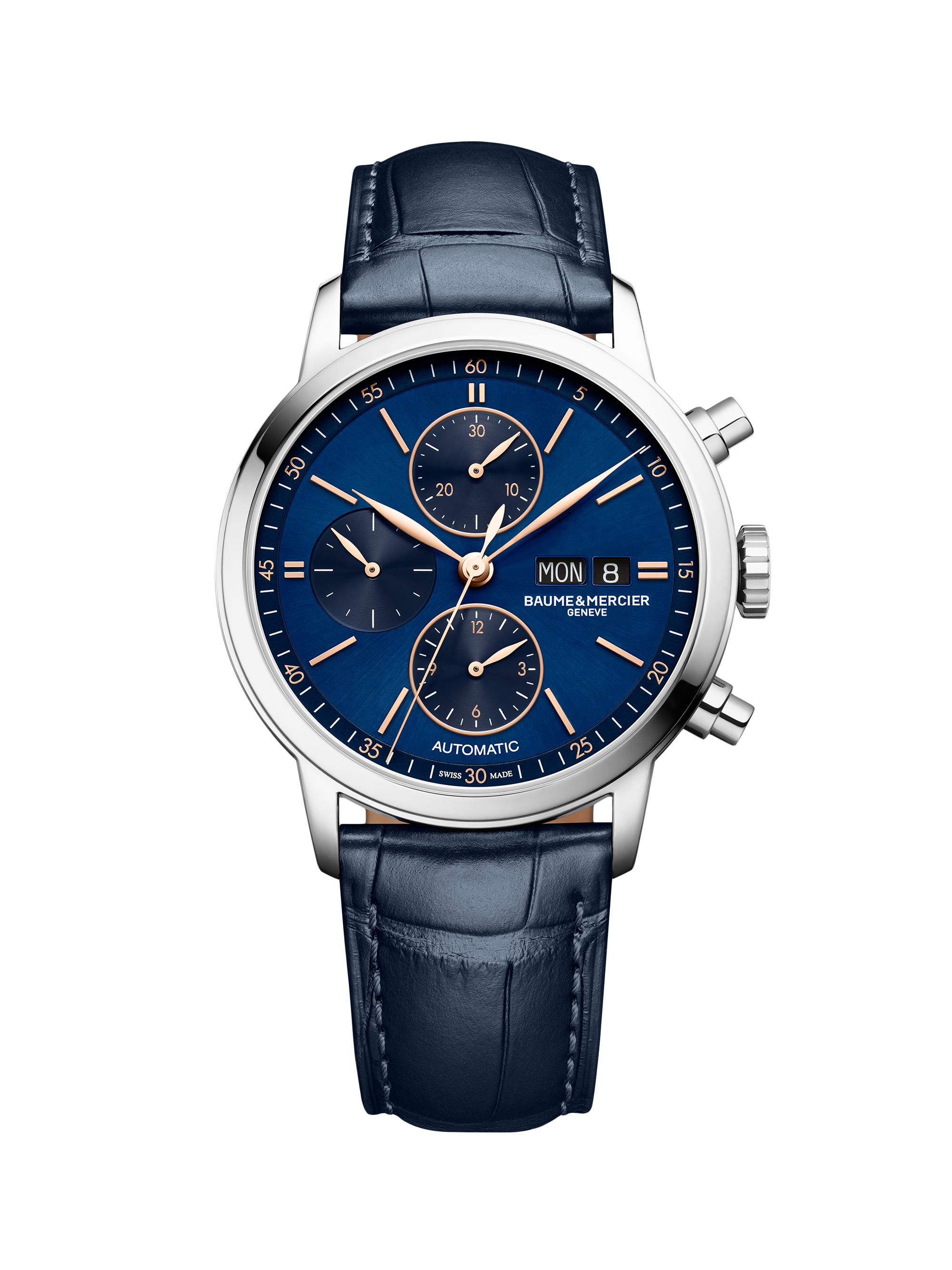 Baume & Mercier Men's Classima 10784 Stainless Steel & Alligator Leather Chronograph Watch/42MM - Blue