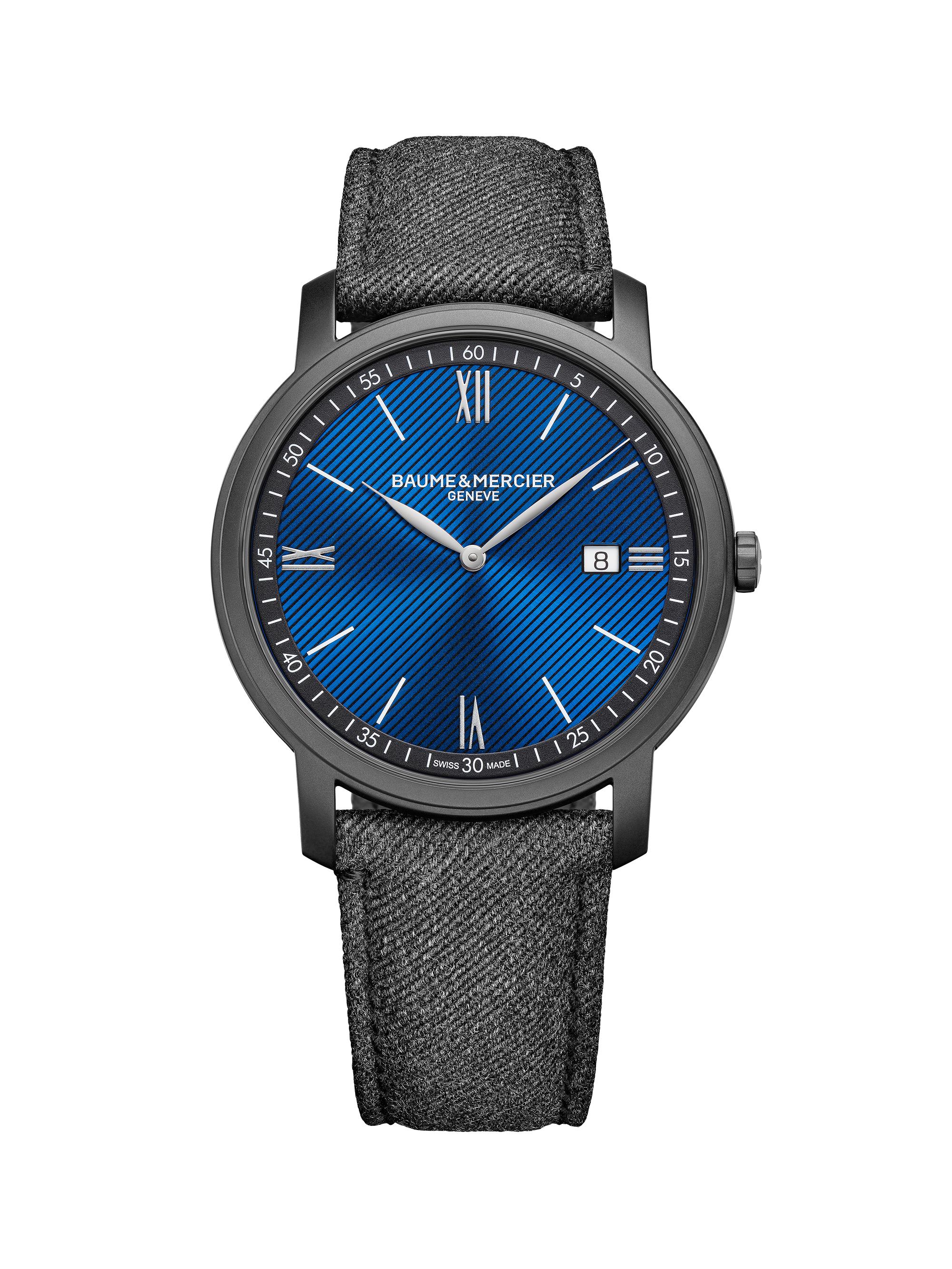 Baume & Mercier Men's Classima 10780 Stainless Steel & Wool Strap Watch/42MM - Blue