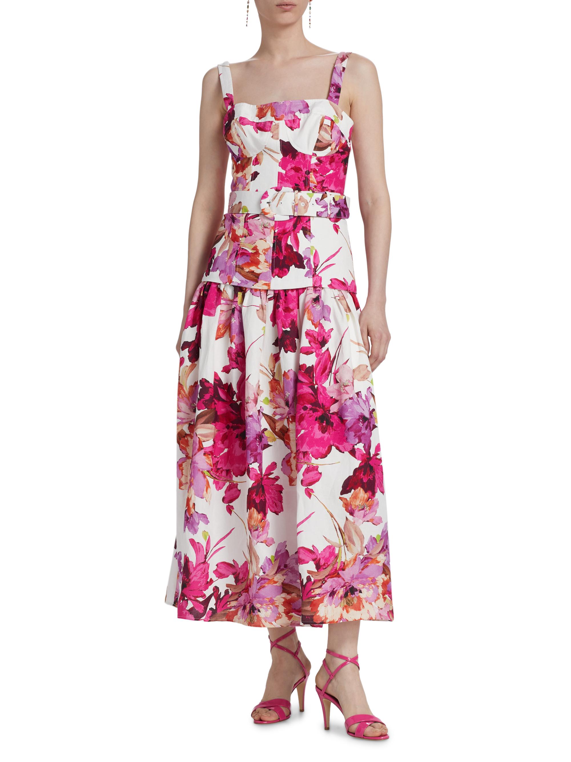 Lidia Floral Drop Waist Midi-Dress