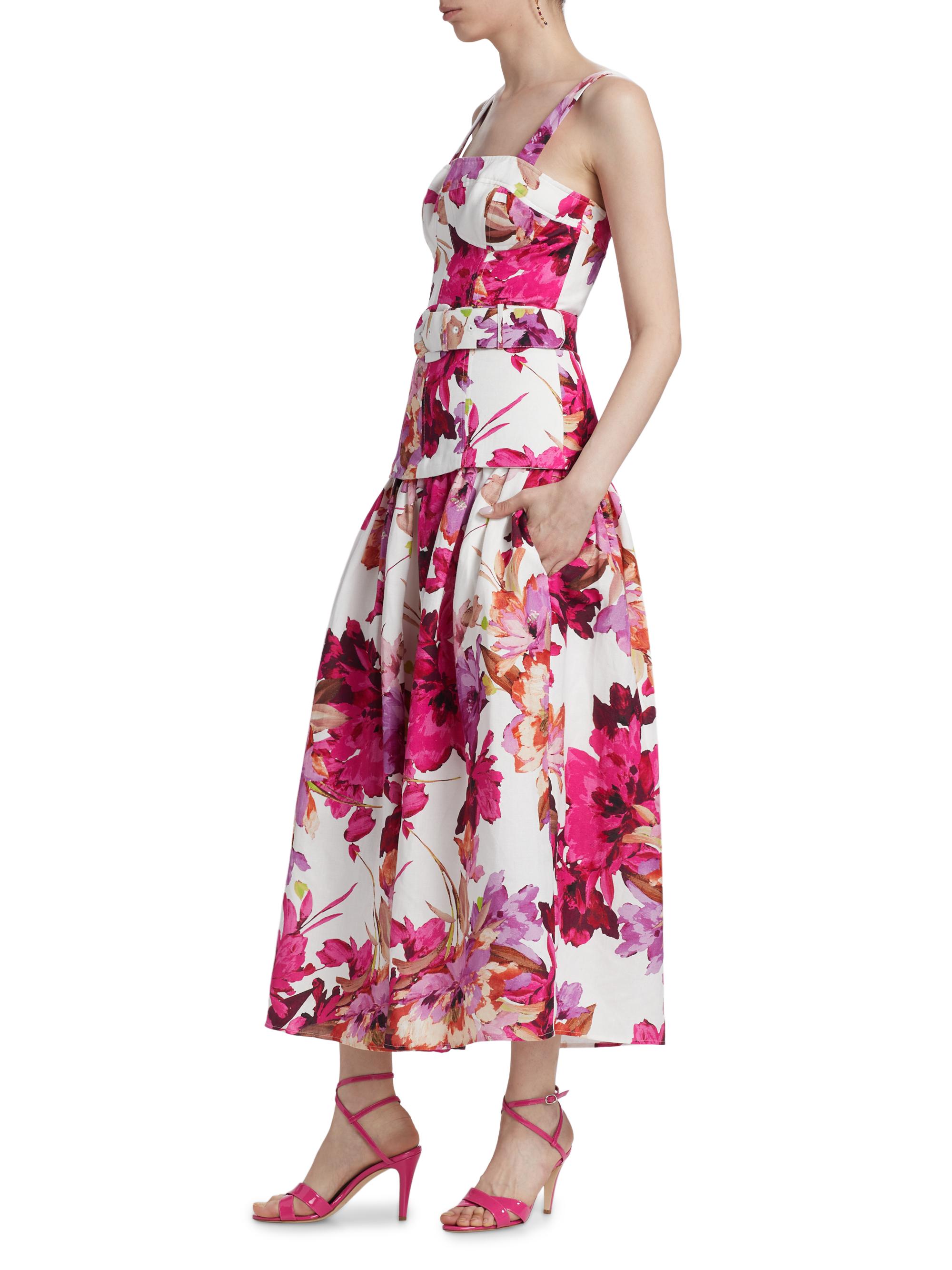 Lidia Floral Drop Waist Midi-Dress