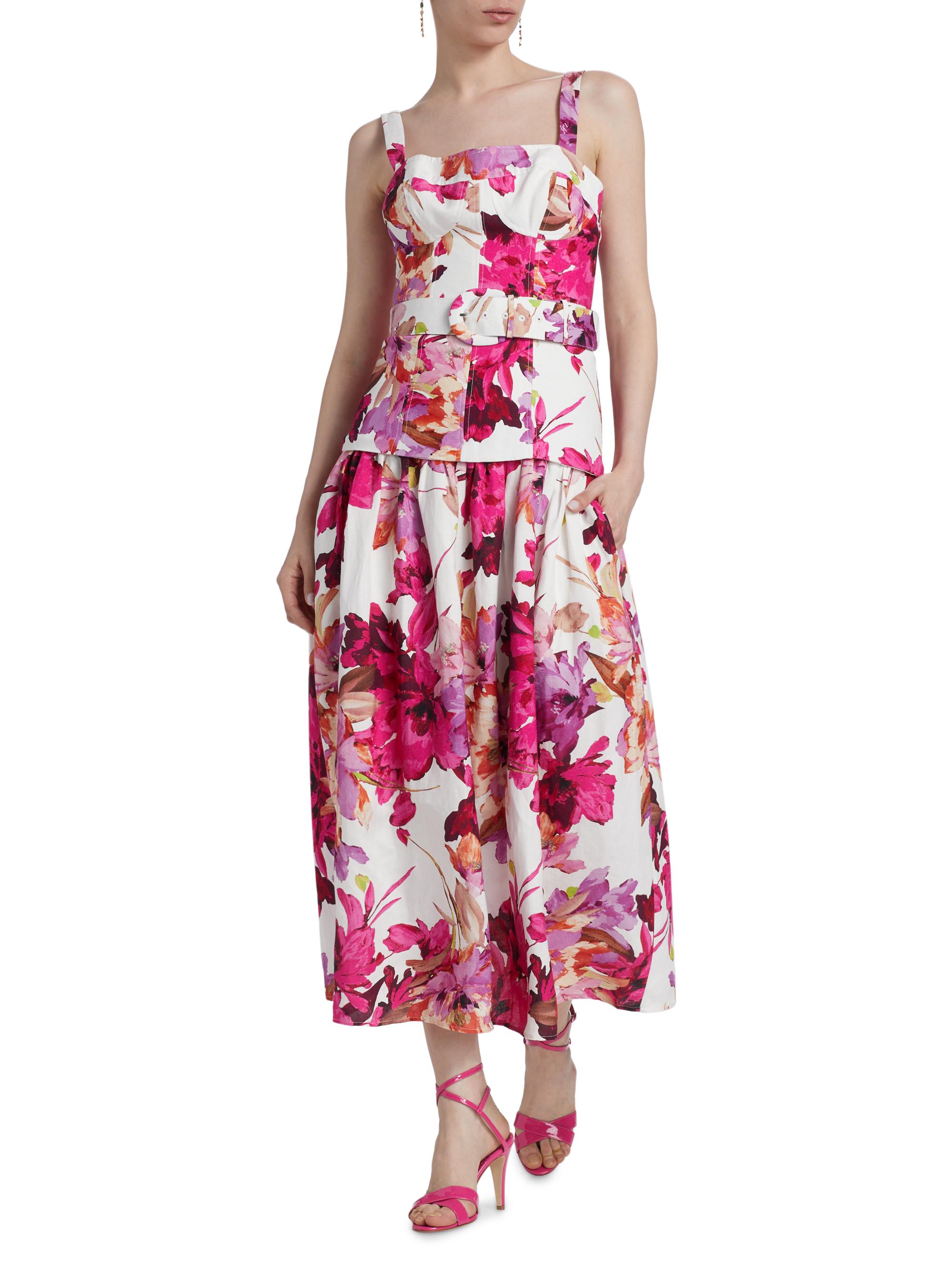 Lidia Floral Drop Waist Midi-Dress