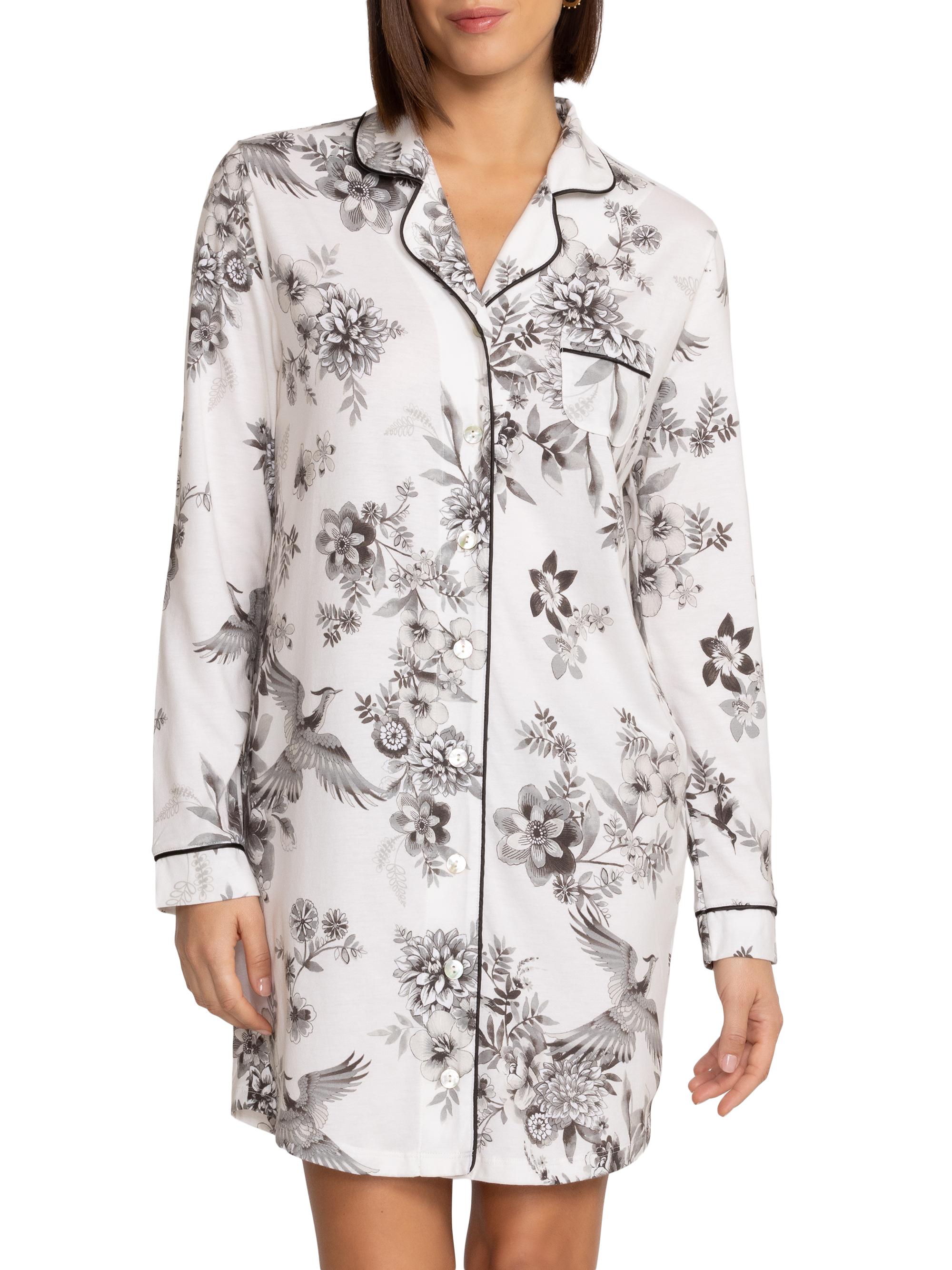 Johnny Was Women's Dreamer Floral Cotton-Blend Pajama Shirt - White Multi