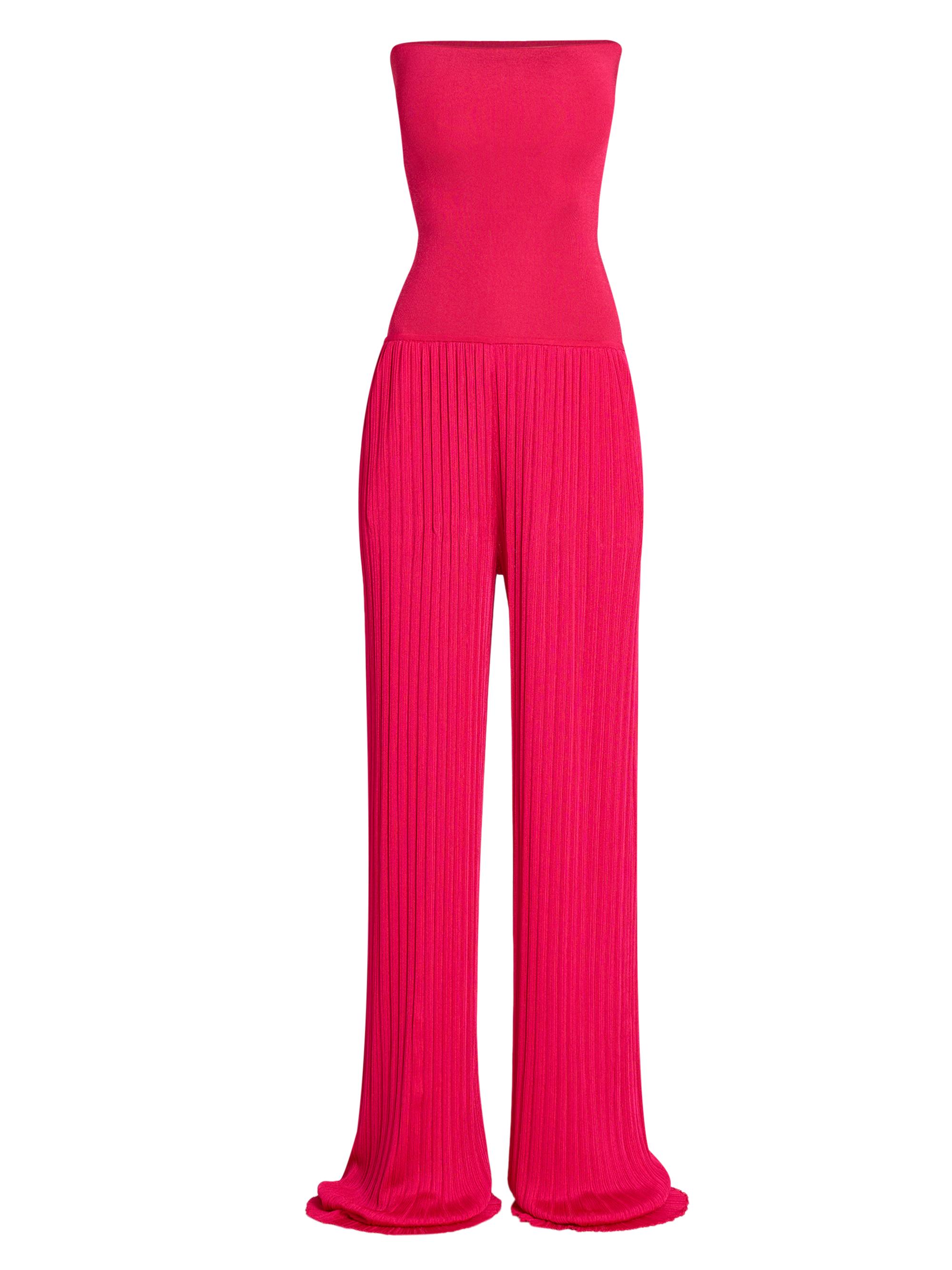 Alaïa Women's Strapless Plissé Jumpsuit - Bougainvillea