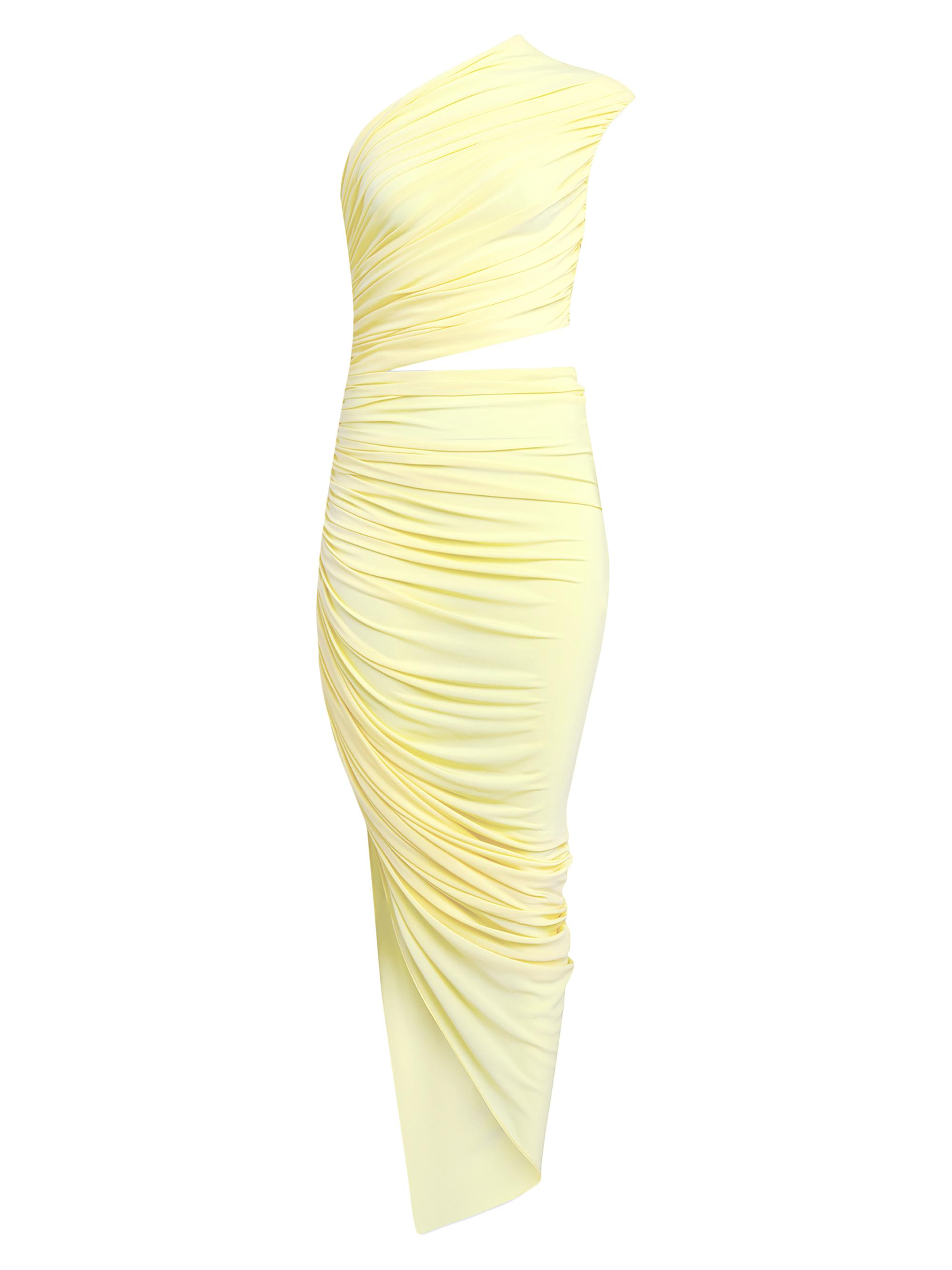 Alaïa Women's Ruched One-Shoulder Midi-Dress - Jaune Clair