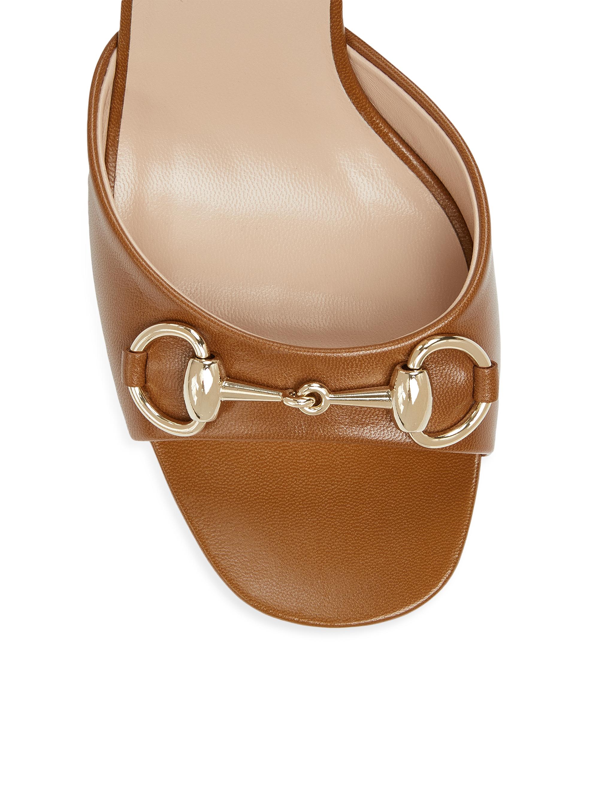 Gucci Lady Horsebit 75MM Leather Sandals | Saks Fifth Avenue