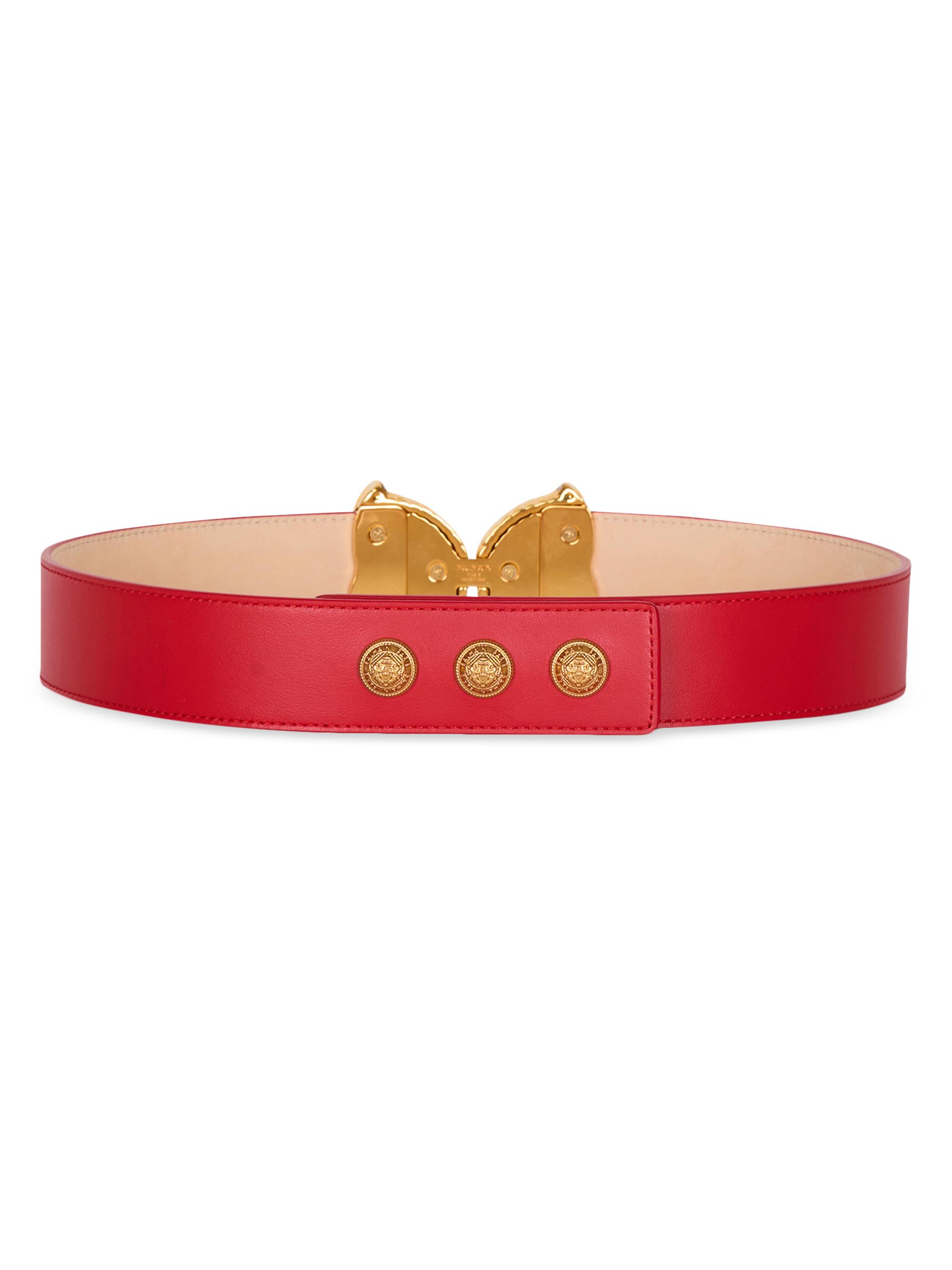 Balmain Double Snail Crinkled Leather Belt | Saks Fifth Avenue display picture 2