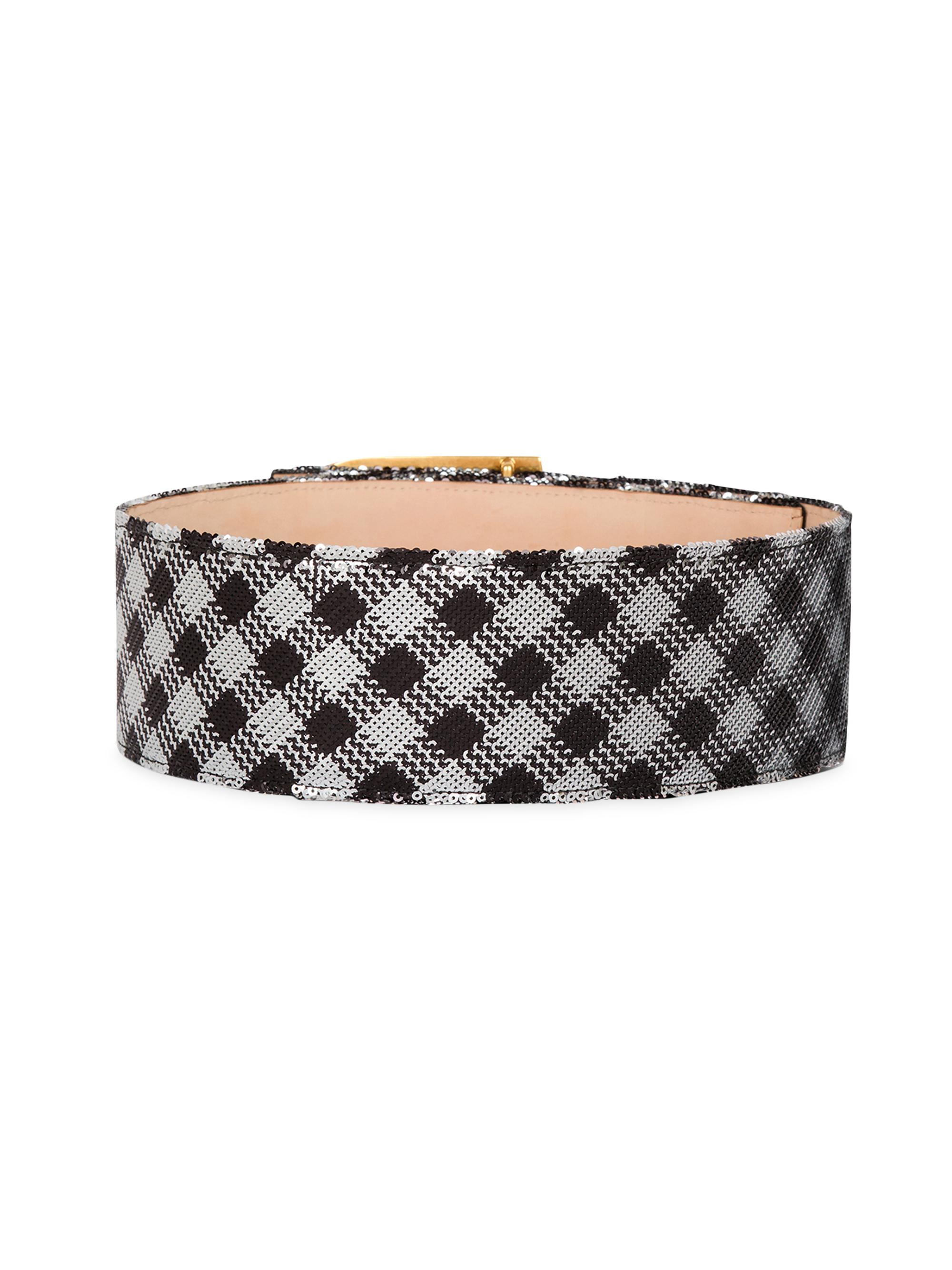 Balmain Sequin Gingham Waist Belt | Saks Fifth Avenue display picture 3