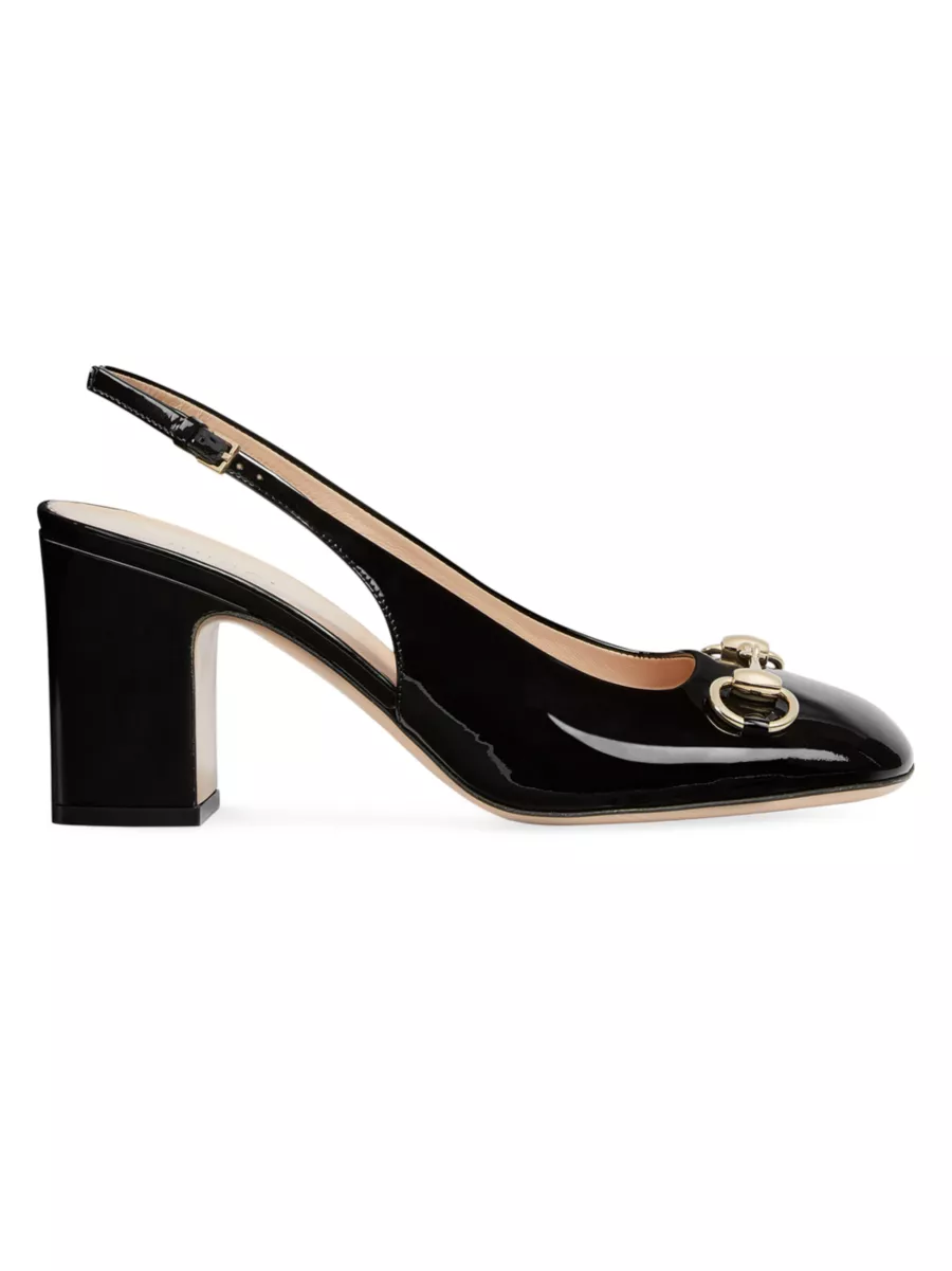 Shop Gucci Lady Horsebit 75MM Patent Leather Pumps | Saks Shop Gucci Lady Horsebit 75MM Patent Leather Pumps | Saks