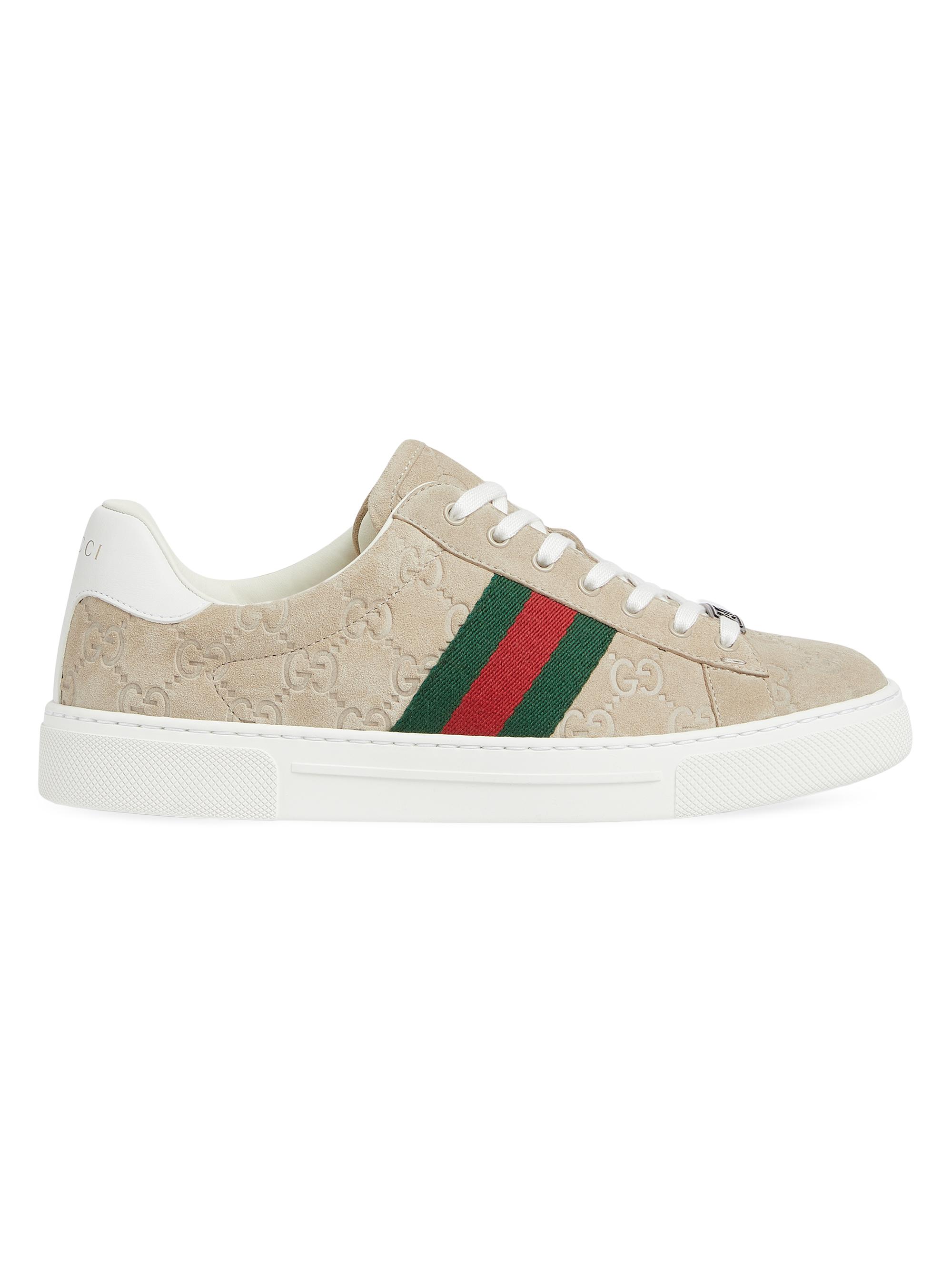 Gucci Women's Ace GG Suede Sneakers - Oatmeal