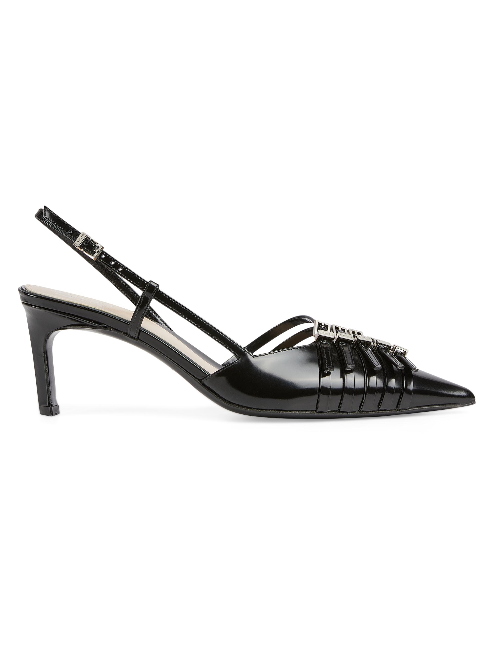 Gucci Women's Seraphine 7MM Leather Slingback Pumps - Nero