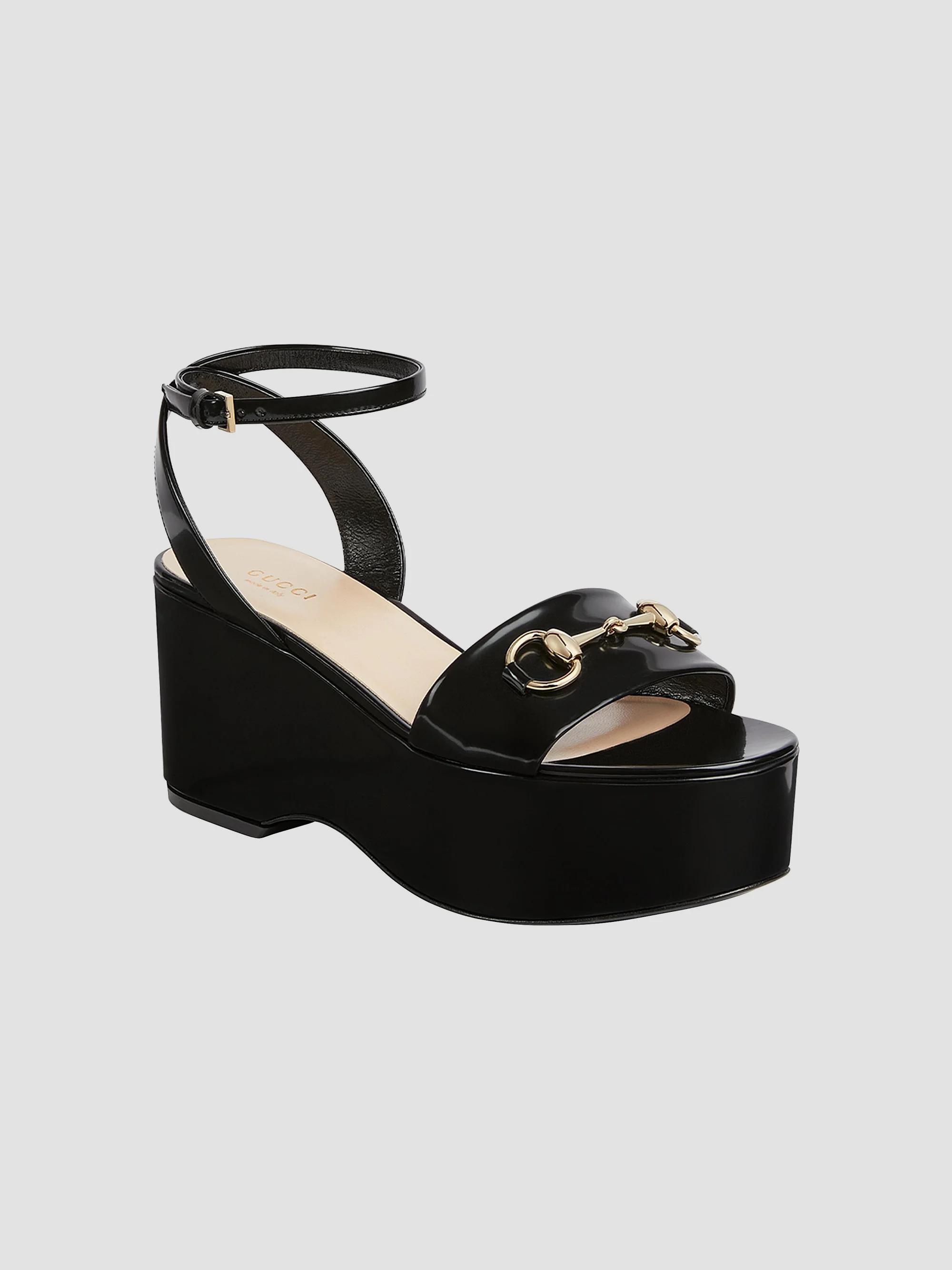 Gucci Lady Horsebit 75MM Leather Platform Sandals | Saks Fifth Avenue