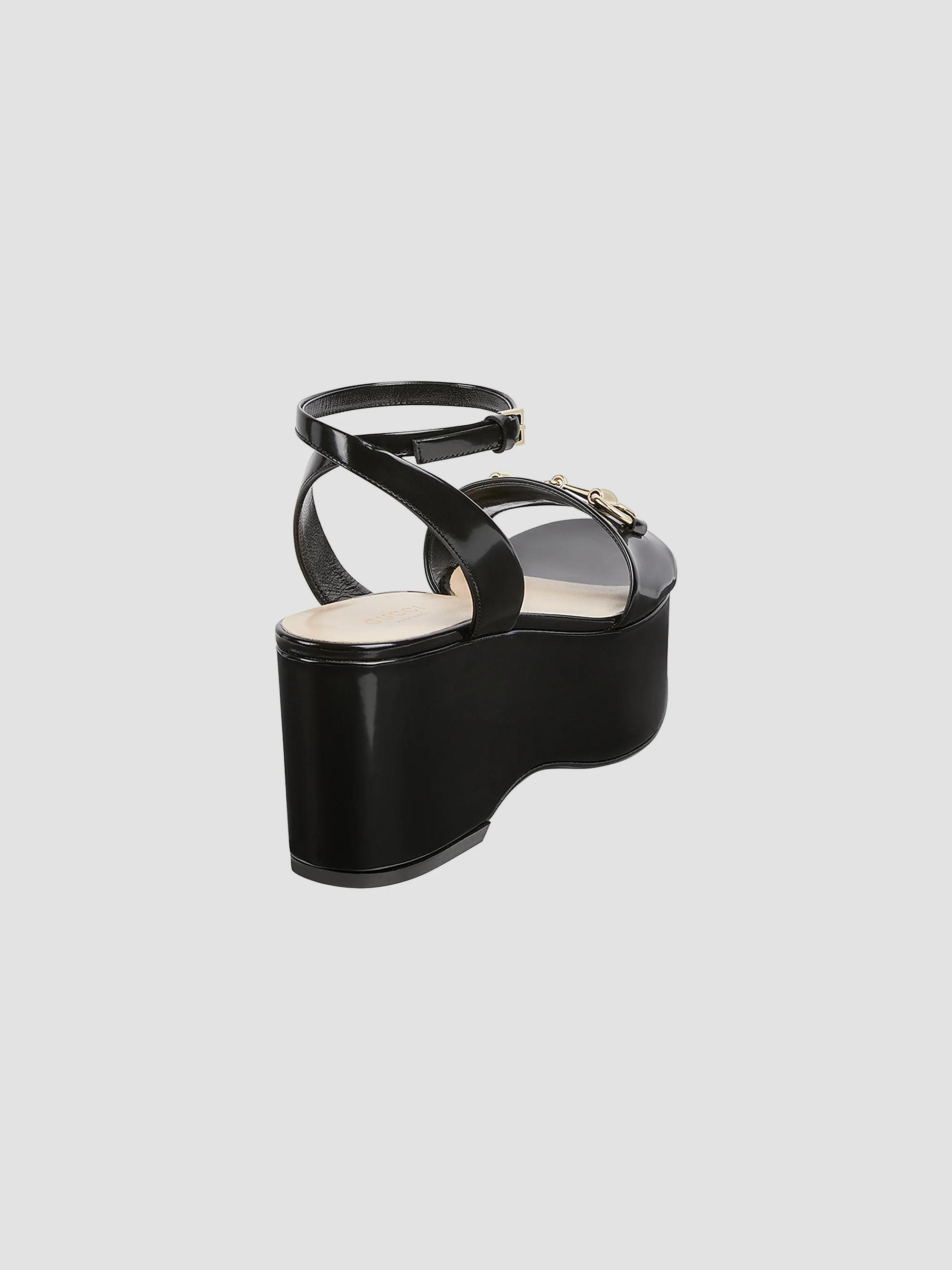 Gucci Lady Horsebit 75MM Leather Platform Sandals | Saks Fifth Avenue