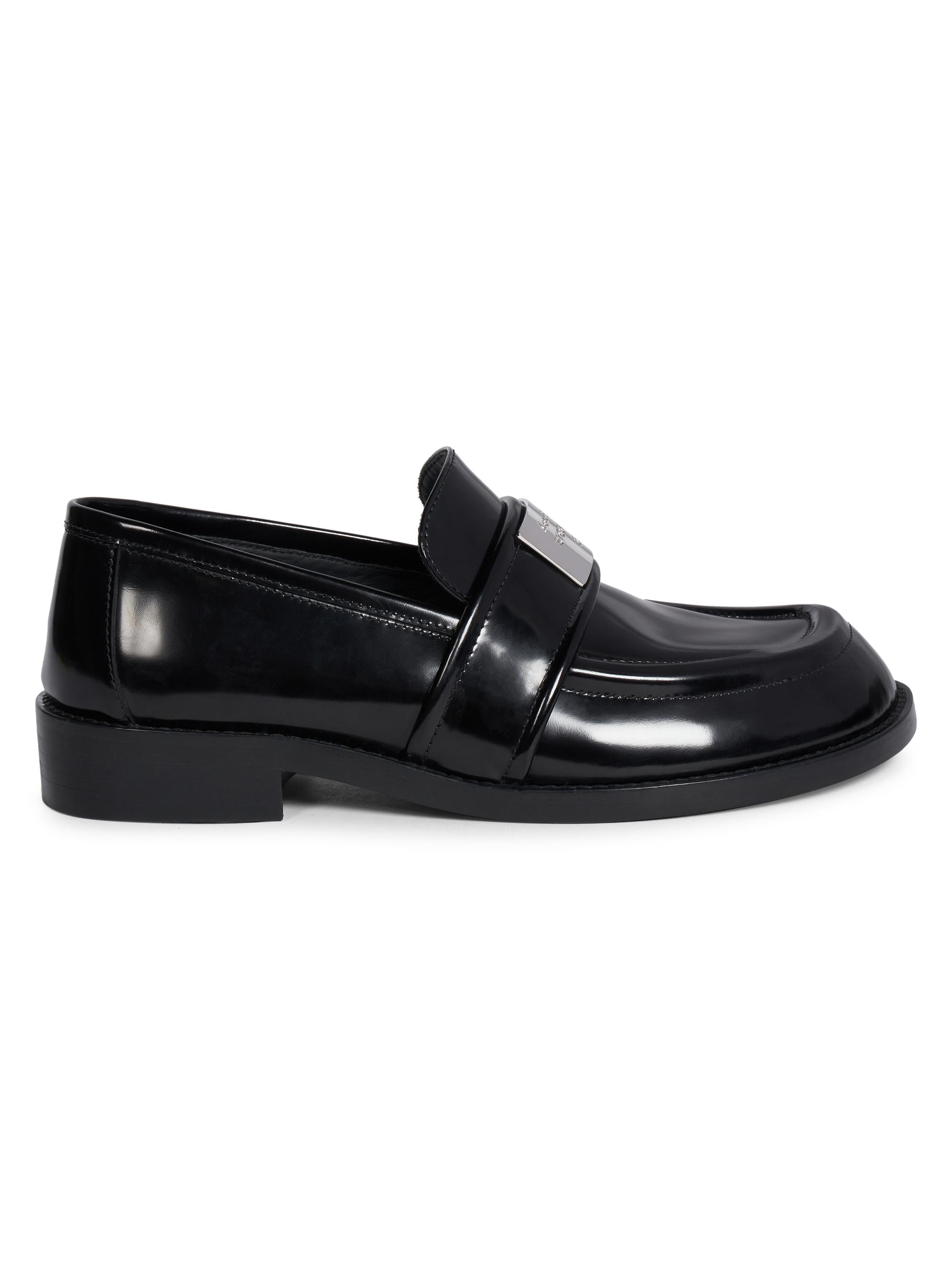 Acne Studios Women's Bargot Logo-Plaque Leather Loafers - Black