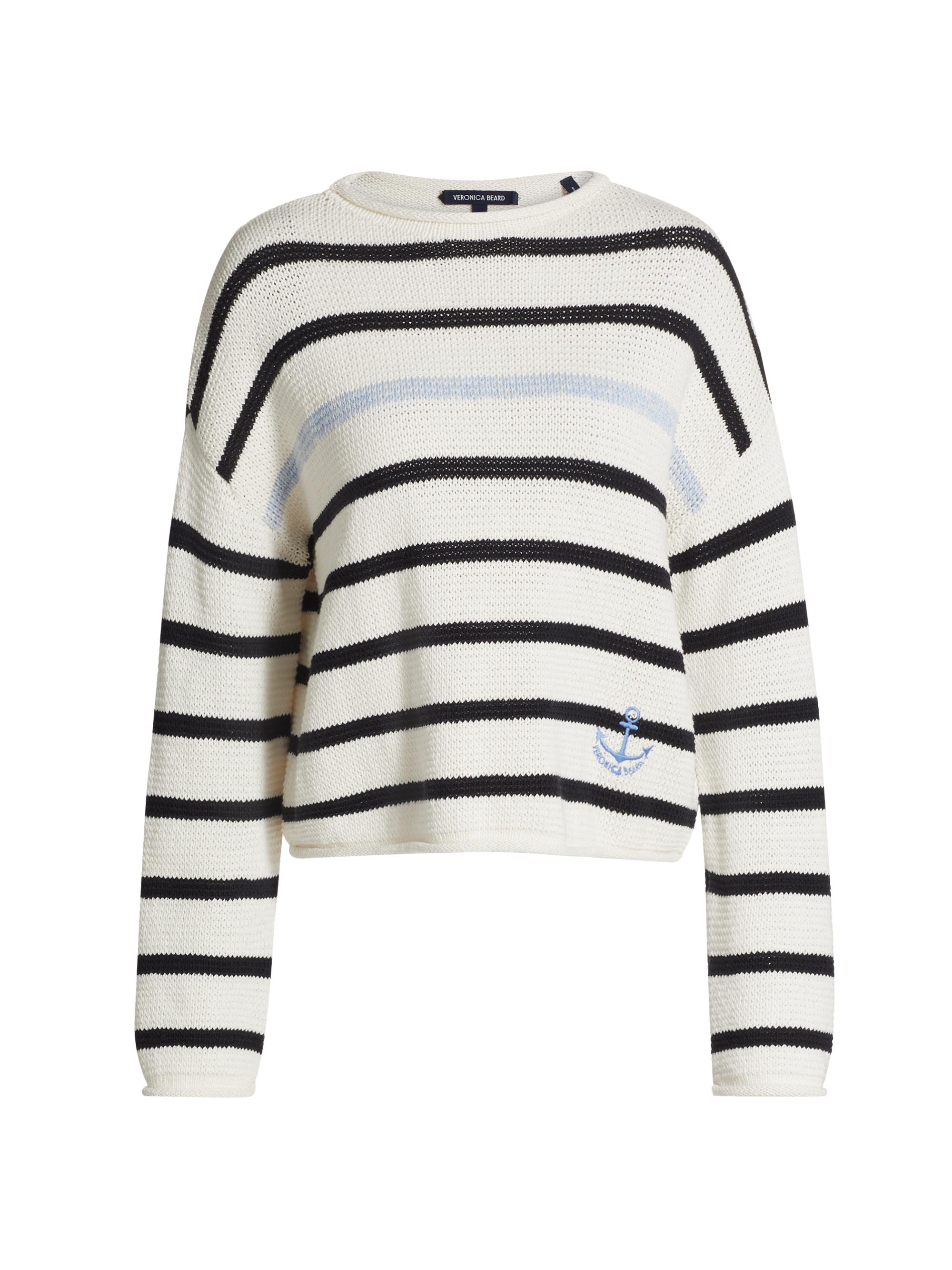 Veronica Beard Women's Rori Striped Cotton Sweater - Off White Black
