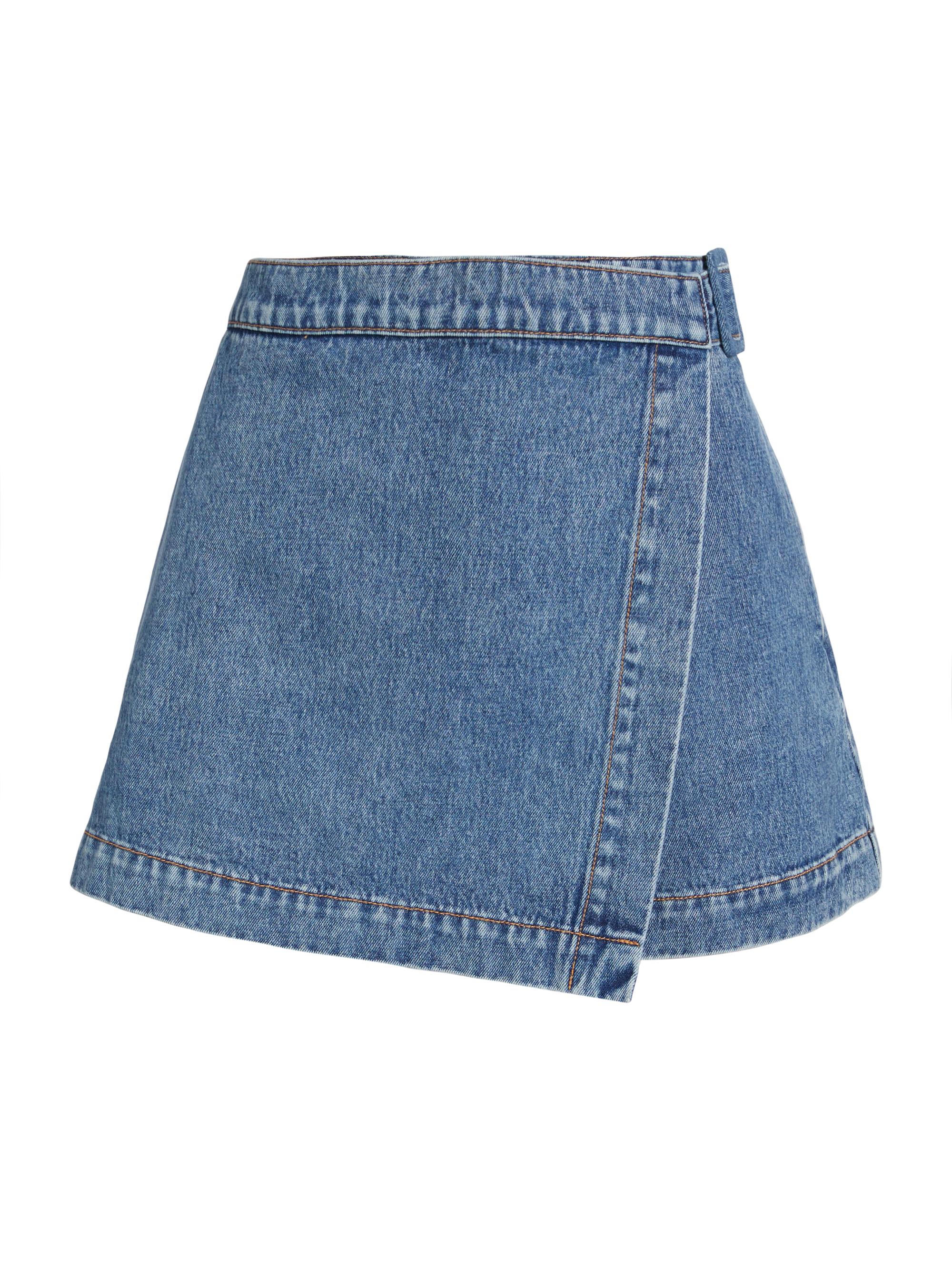 Veronica Beard Women's Diaz Wrap Denim Skort - Wanderer Dust