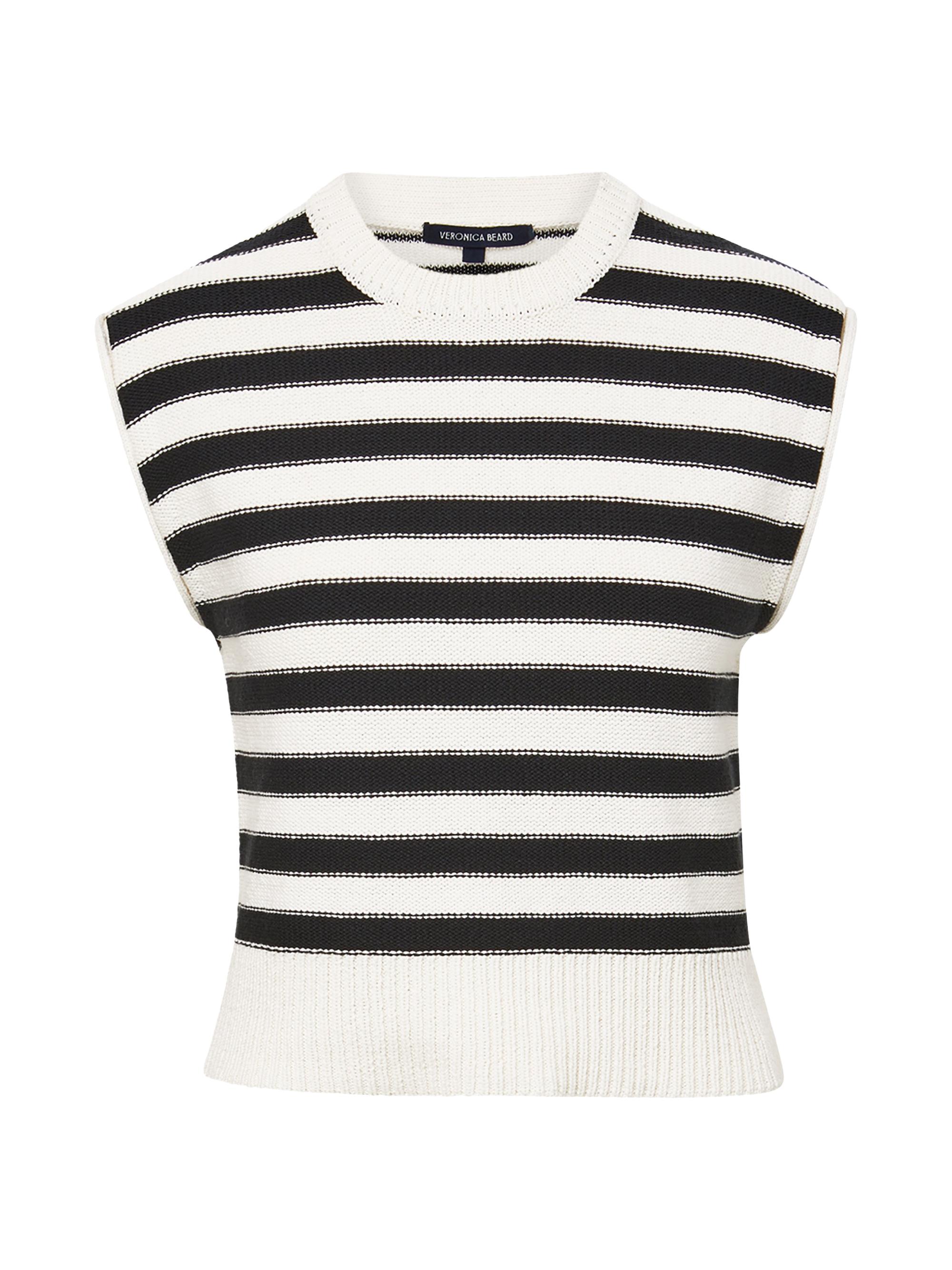 Veronica Beard Women's Vera Striped Cotton Sweater - Off White Black