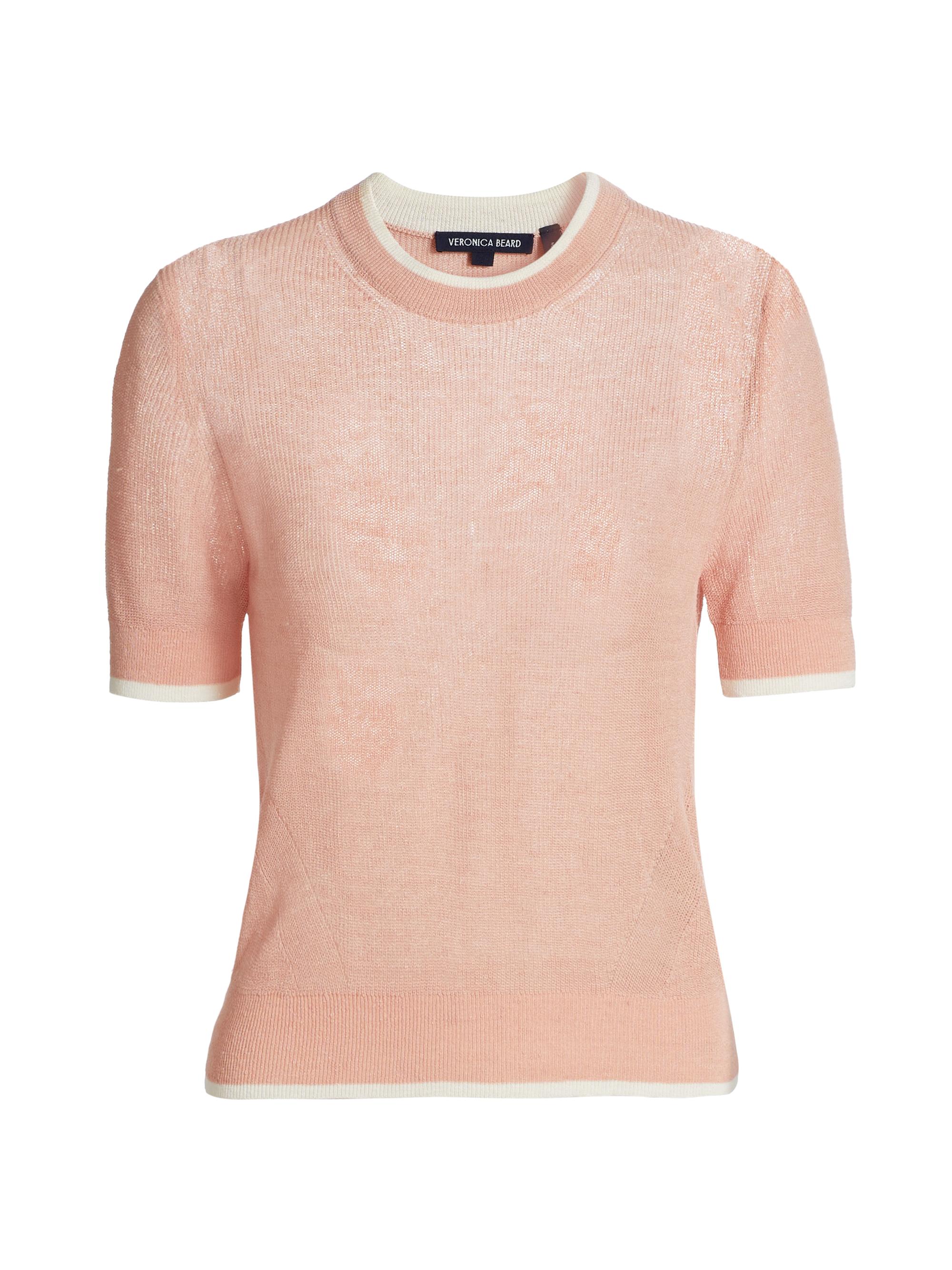 Veronica Beard Women's Tula Linen-Blend Short-Sleeve Sweater - Vintage Rose