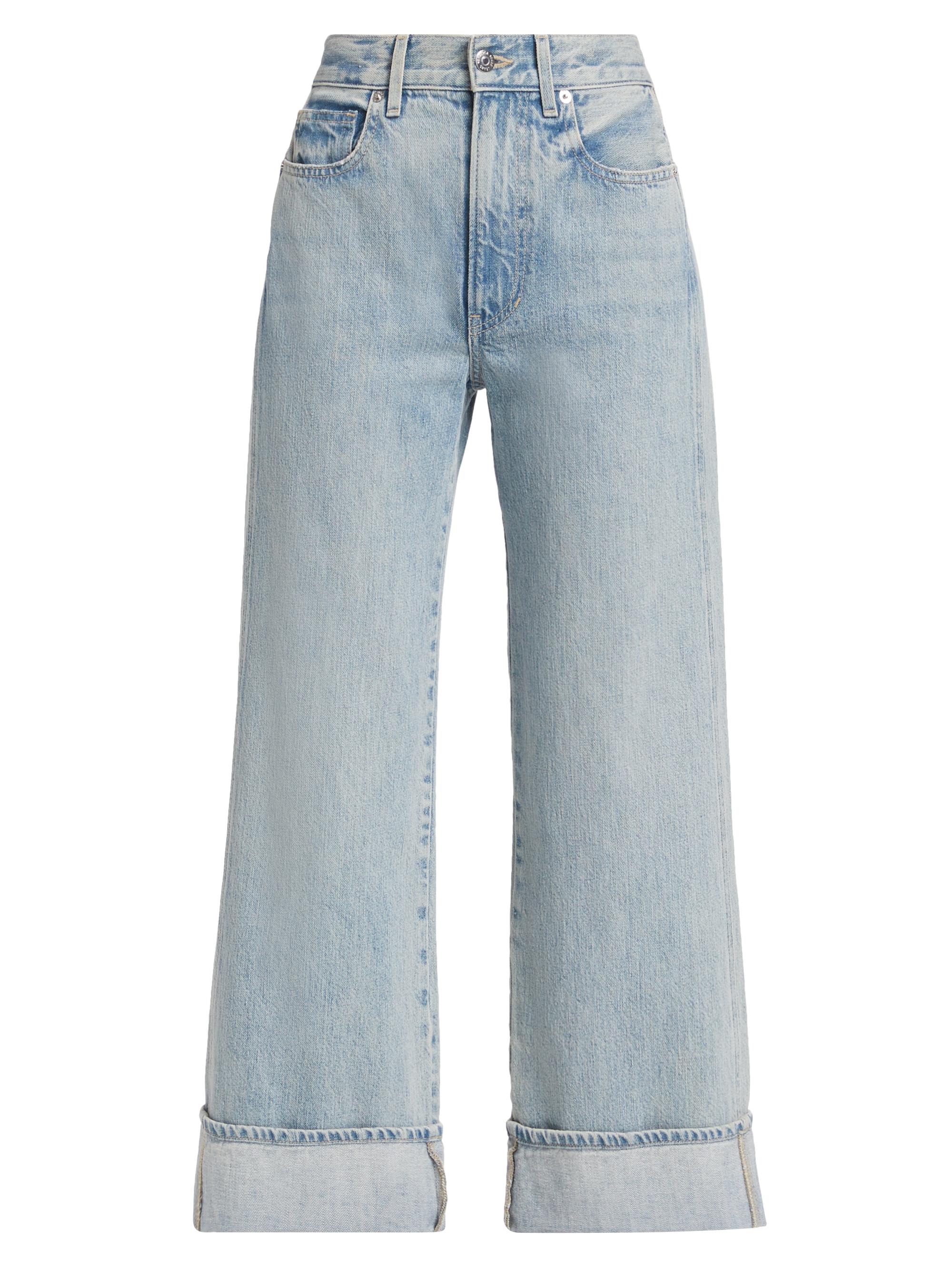 Veronica Beard Women's Taylor Wide-Leg Cuffed Jeans - Airway Cloud