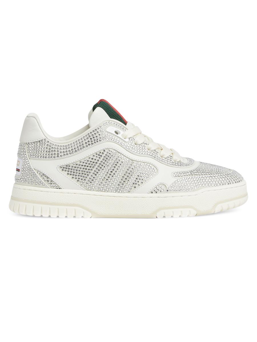 Gucci Re-Web Crystal-Embellished Leather Sneakers | Saks